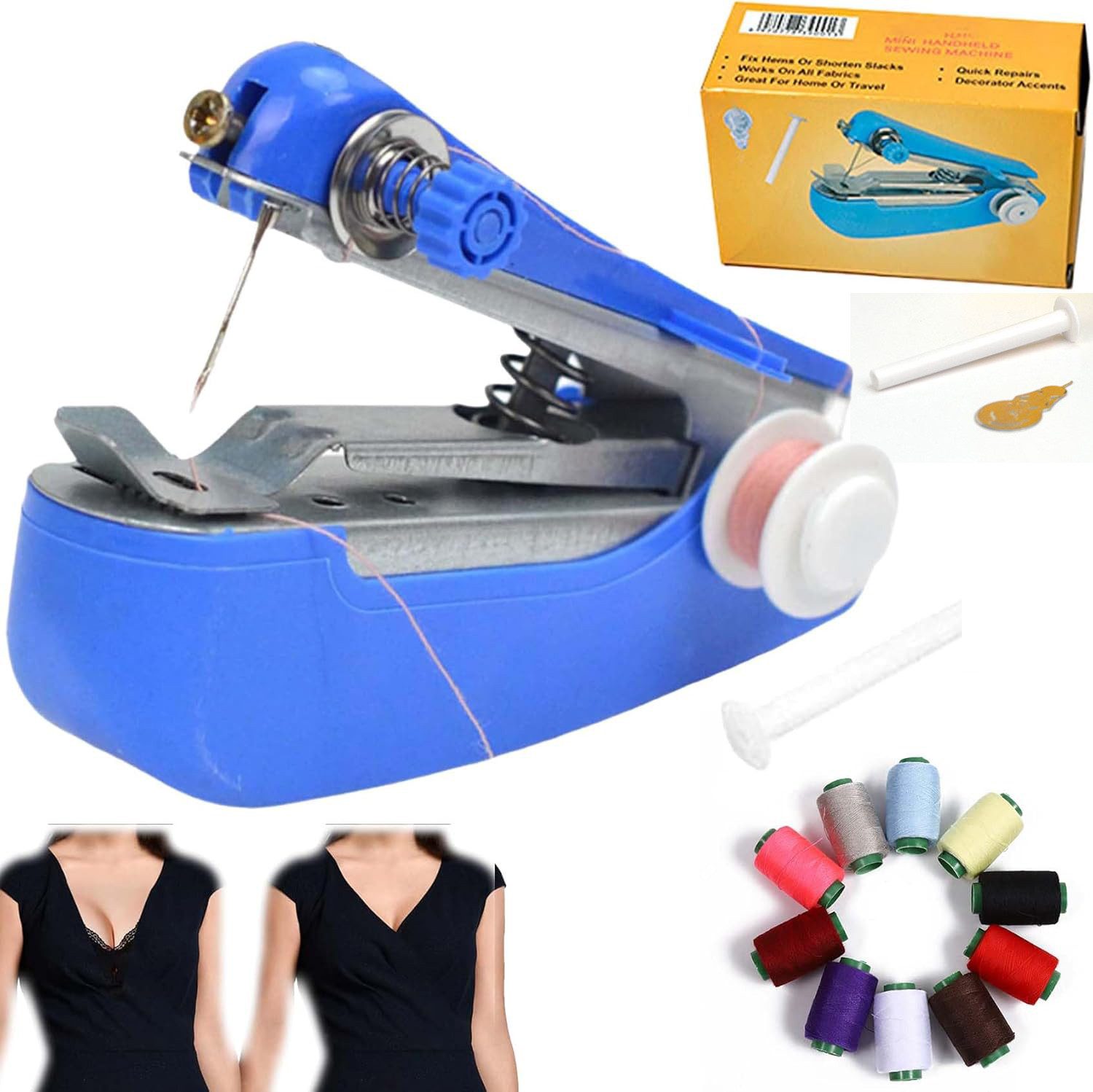 RWEUOQ Nähmaschine Handnähmaschine, Mini-Nähmaschine, Kabellose Handnähwerkzeug,