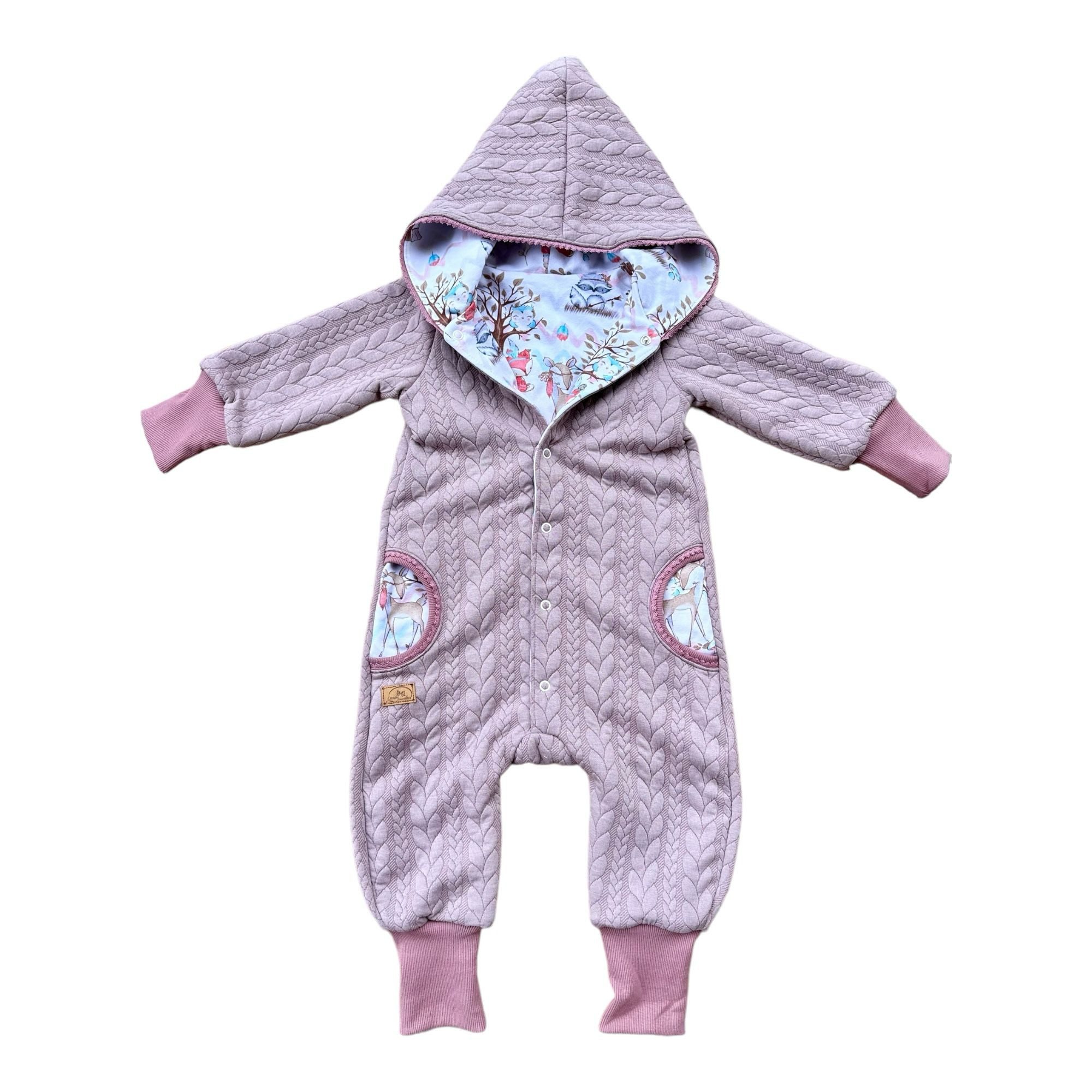 Land-Juwelen Overall Overall Zopfstrick Waldtiere altrosa