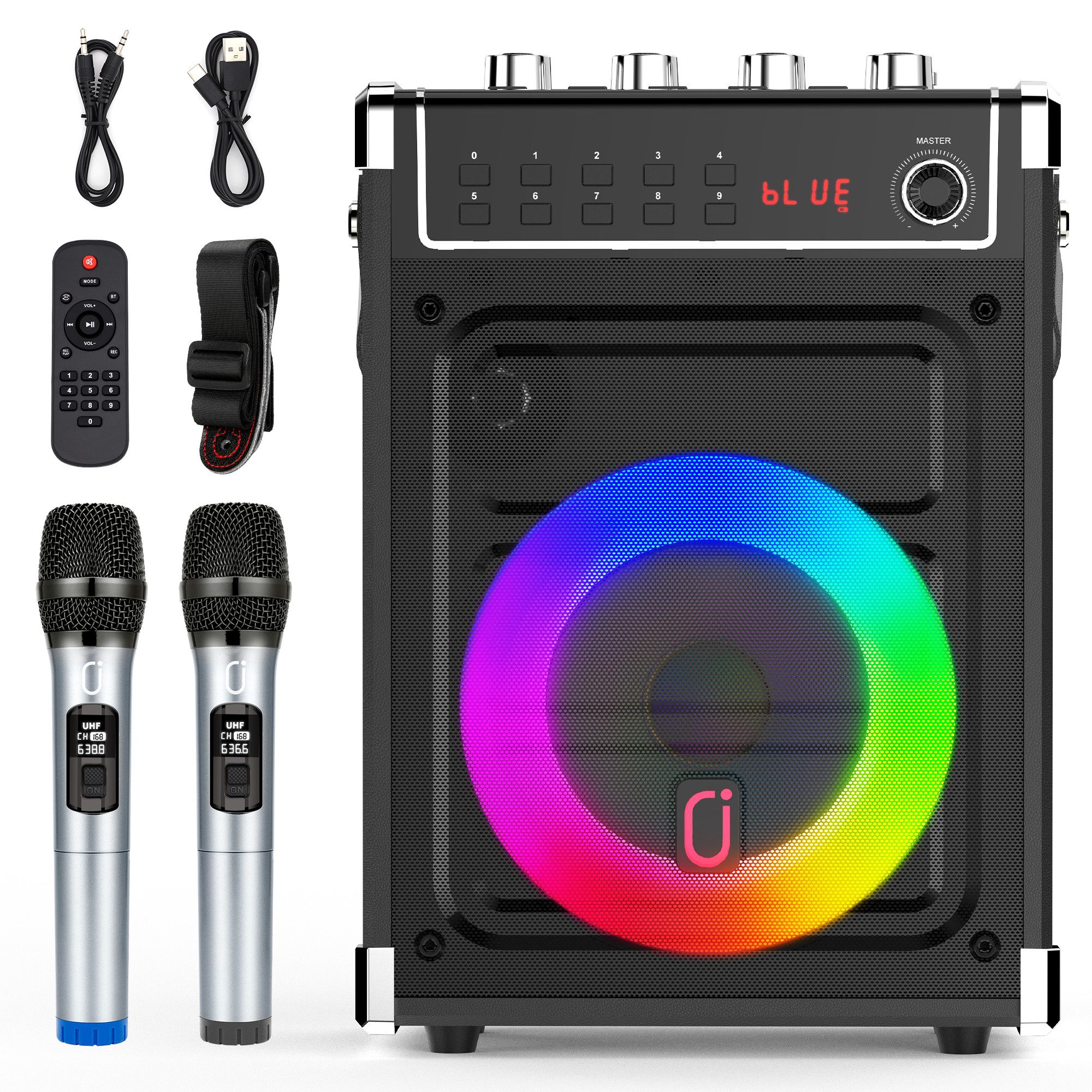 JYX Party-Lautsprecher mit kabellosem Lautsprecher, Bass-/Höhenregelung