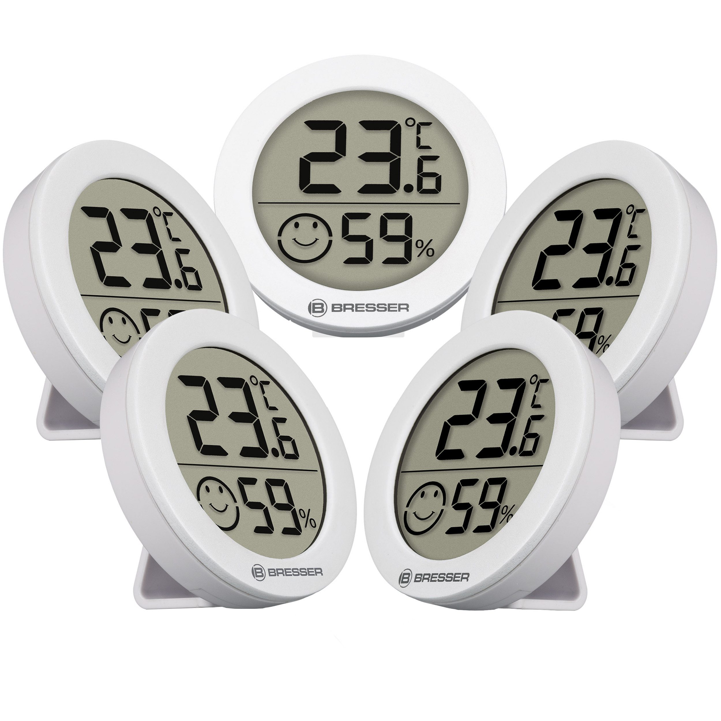 BRESSER Hygrometer BRESSER Thermo-Hygrometer Smile 5er-Set