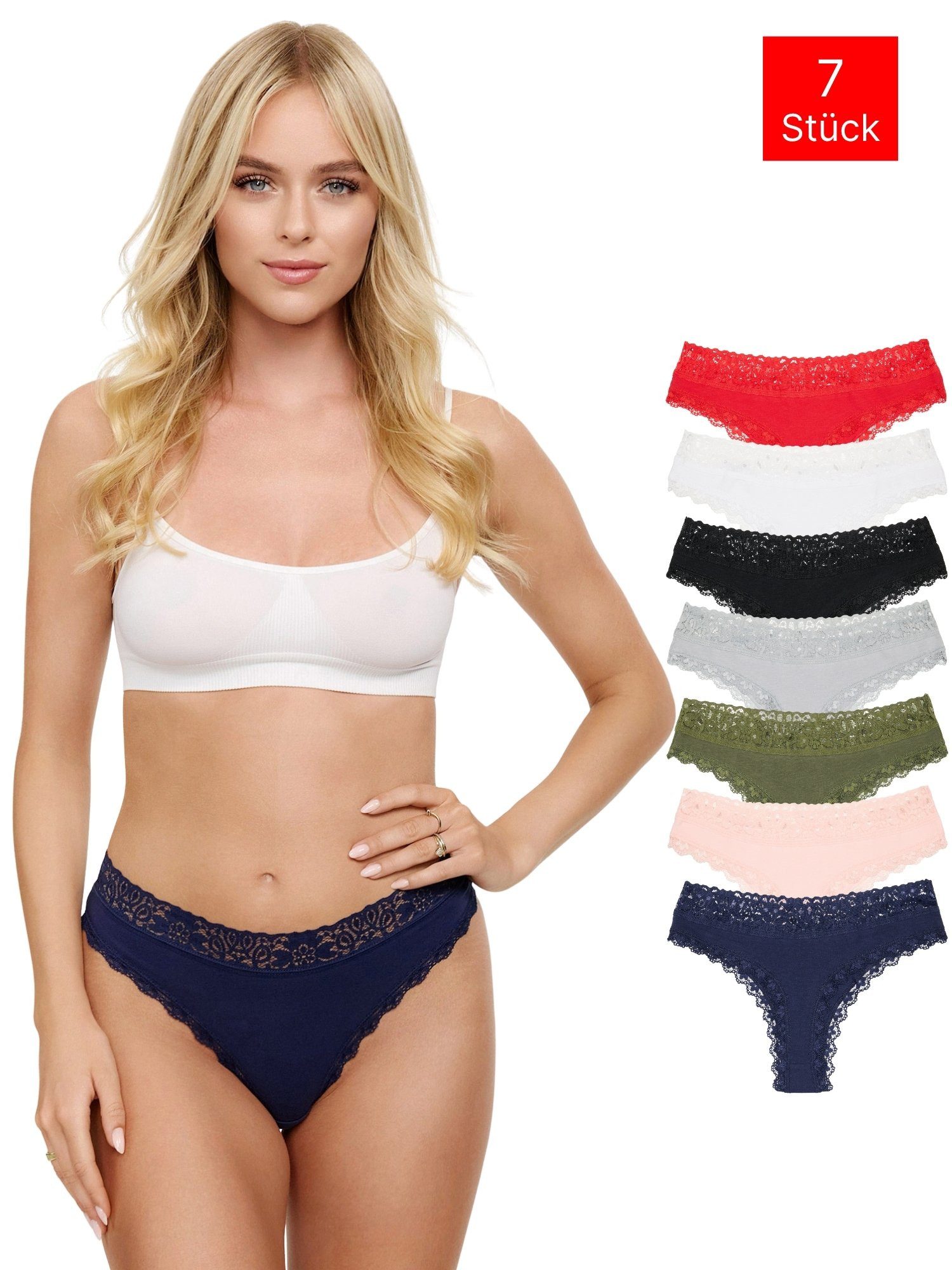 Tazzio String 7er-Pack Damen Tanga Unterhose