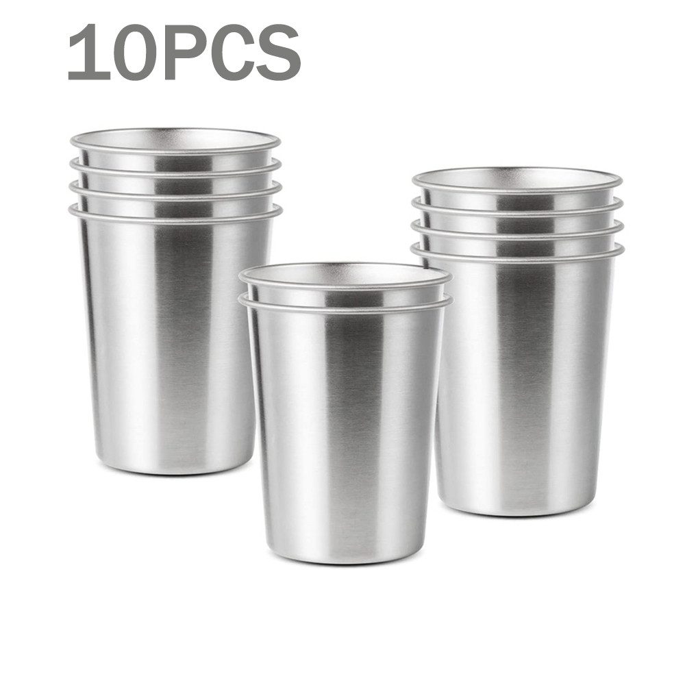 ZEUOPQ Becher 10Stück Stahl Native Farbe