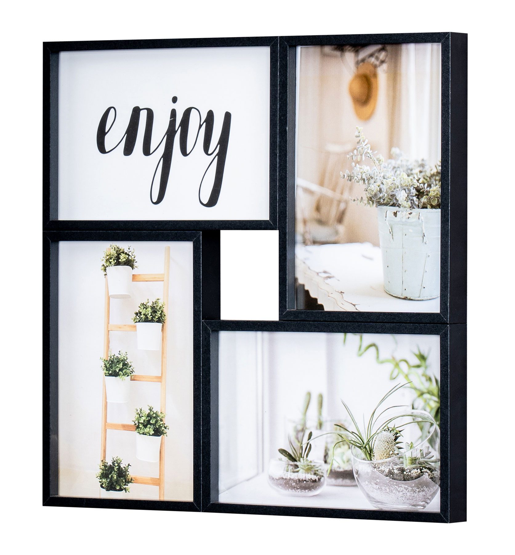 Levandeo® Bilderrahmen Collage, Bilderrahmen Schwarz Holz