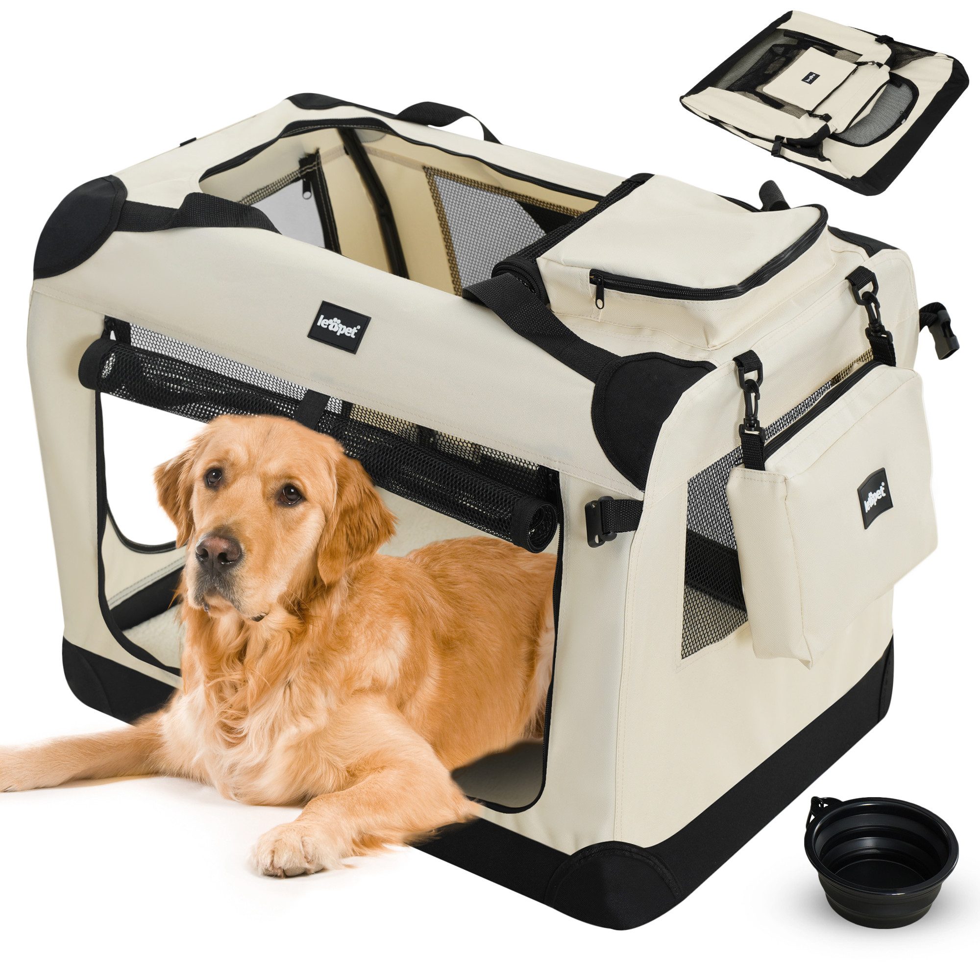 Leopet Tiertransportbox Hundetransportbox Faltbar Auto Hundebox