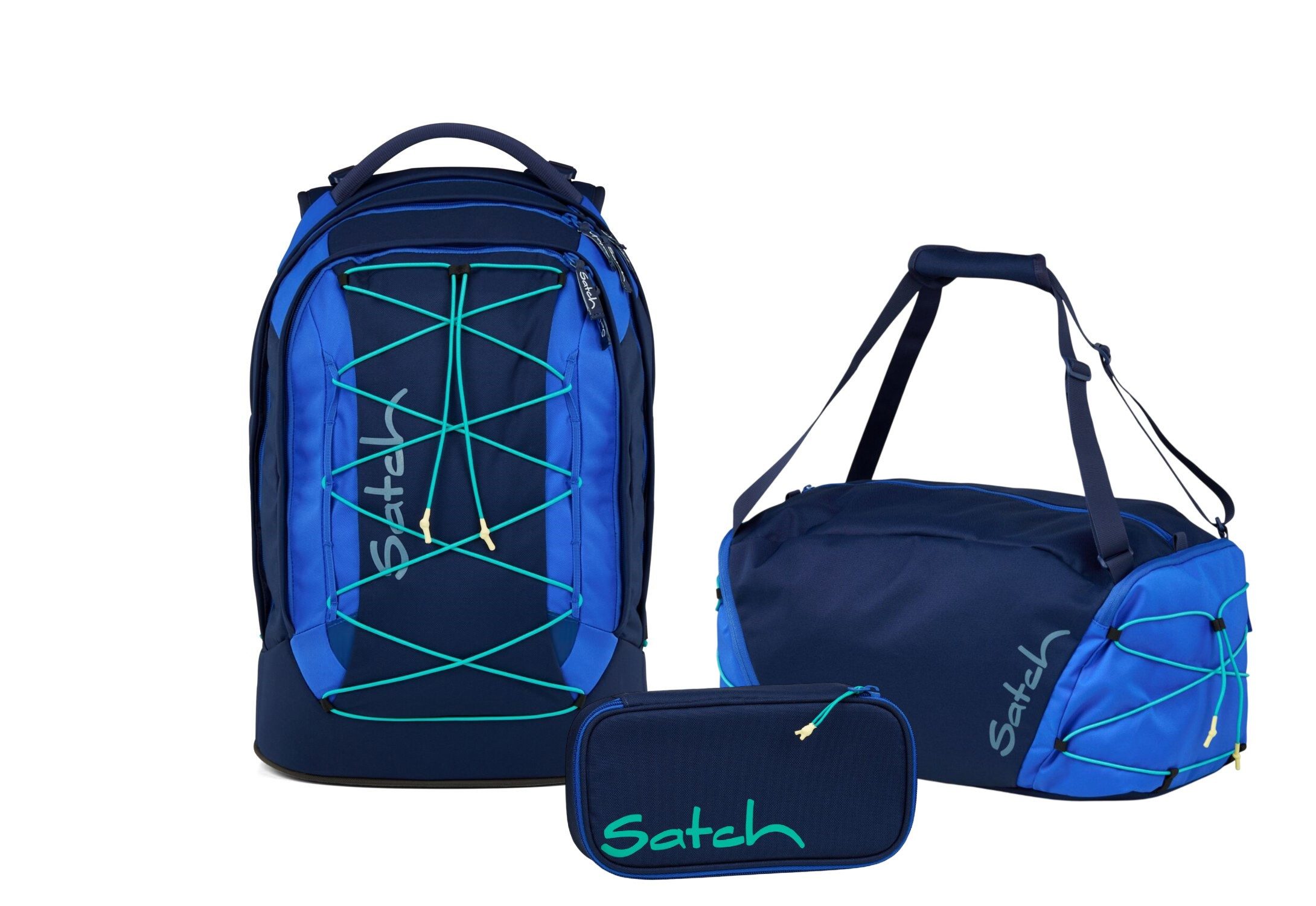 Satch Schulranzen Schulrucksack-Set PACK Crossed Blue