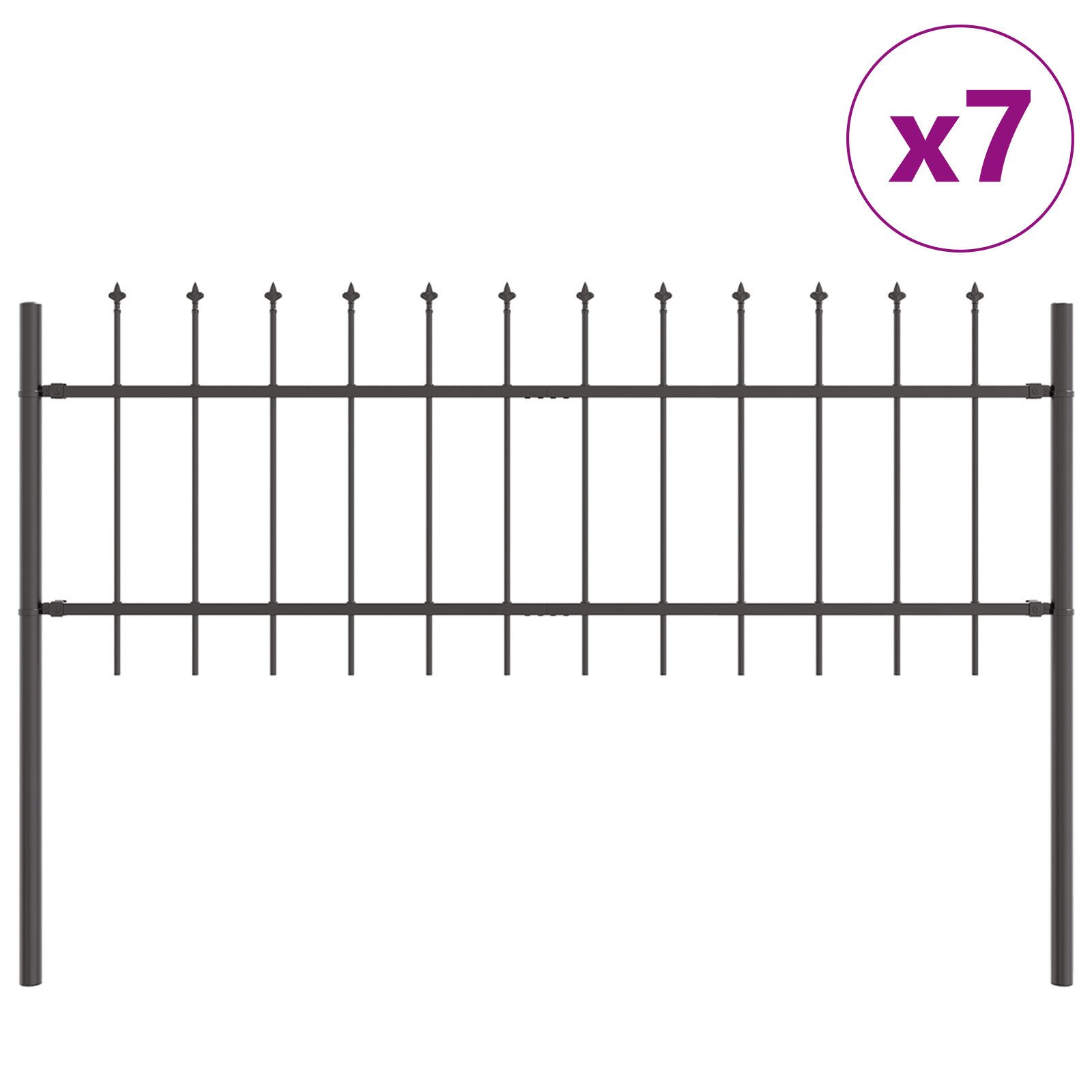 vidaXL Gartenzaun Gartenzaun mit Speerspitzen Grau