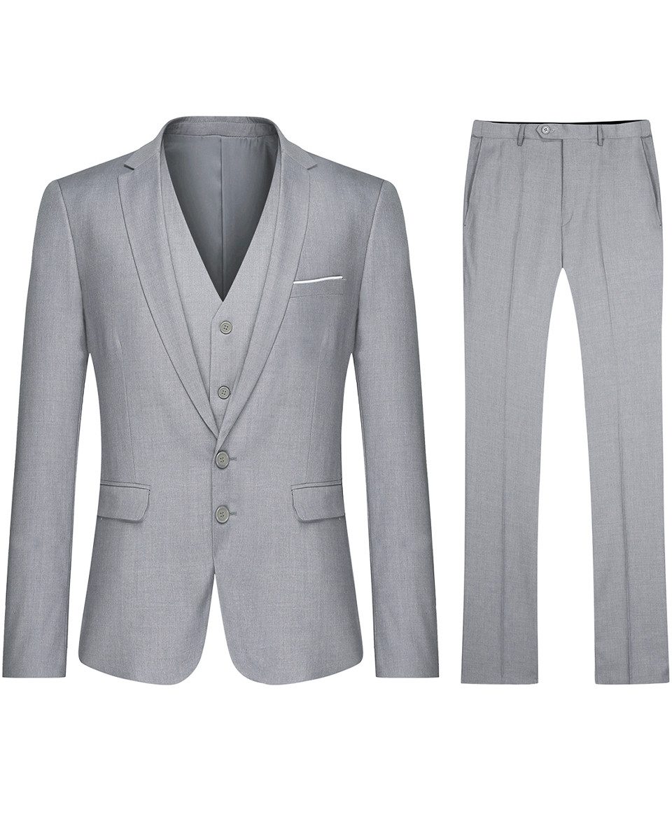 Allthemen Anzug (3 tlg) Herrenanzug Slim