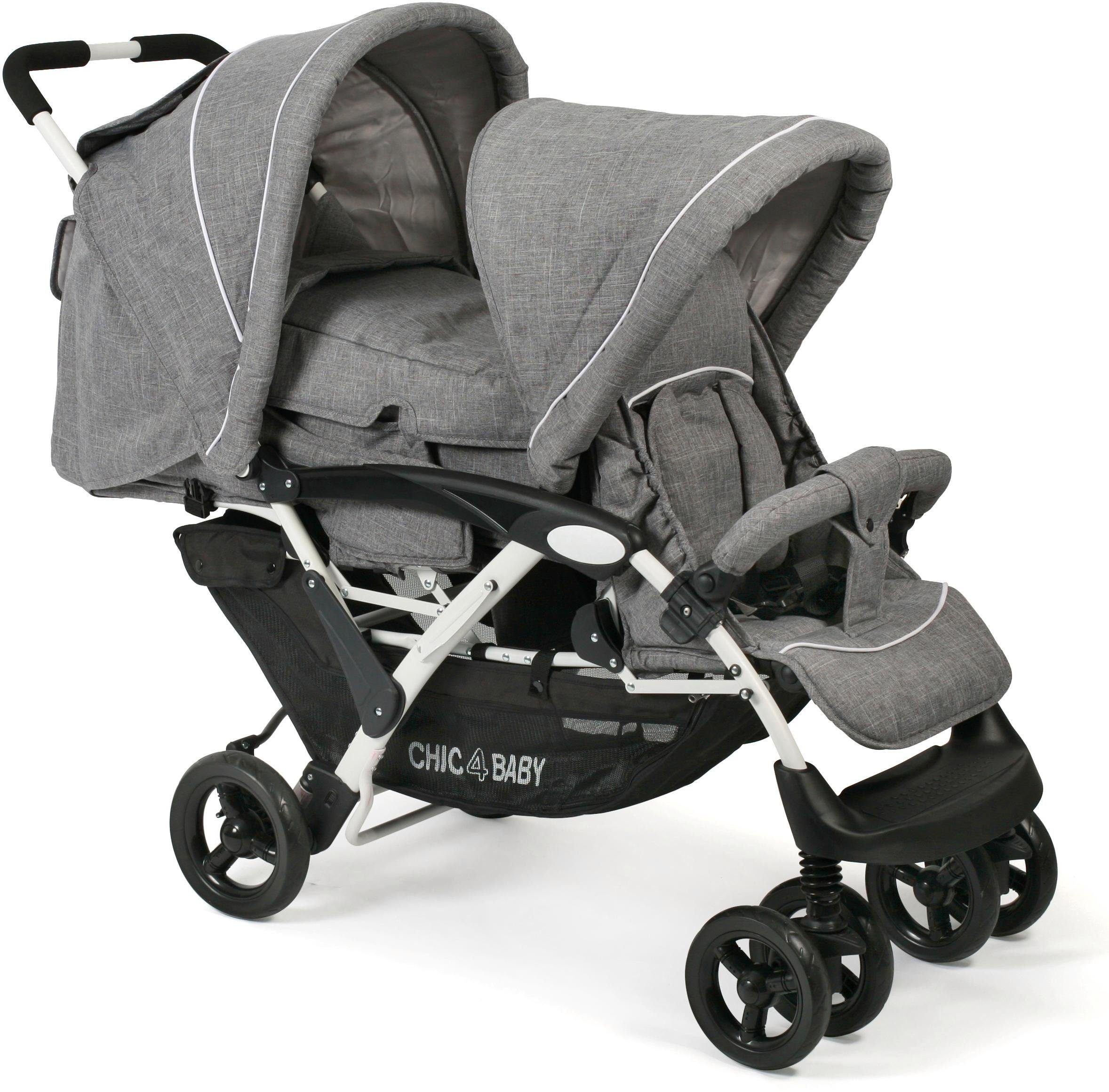 CHIC4BABY Geschwisterwagen Duo, Melange grau, mit