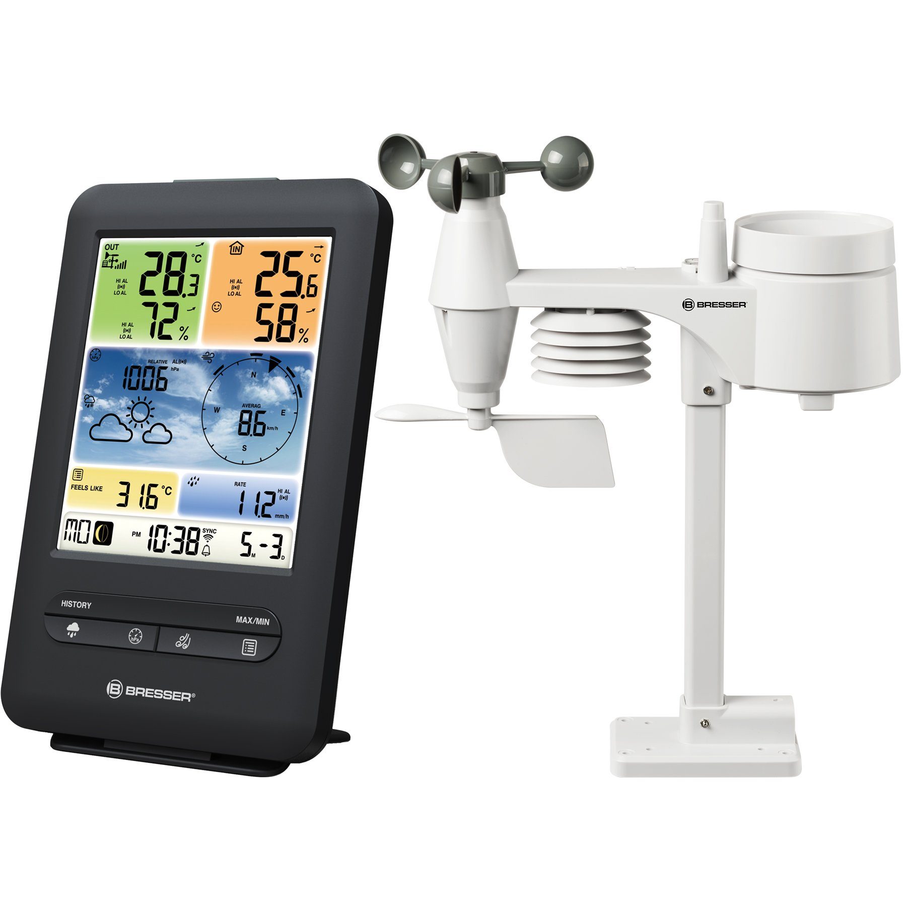 BRESSER BRESSER WLAN-Farbwetterstation mit 5-in-1-Profi-Sensor V