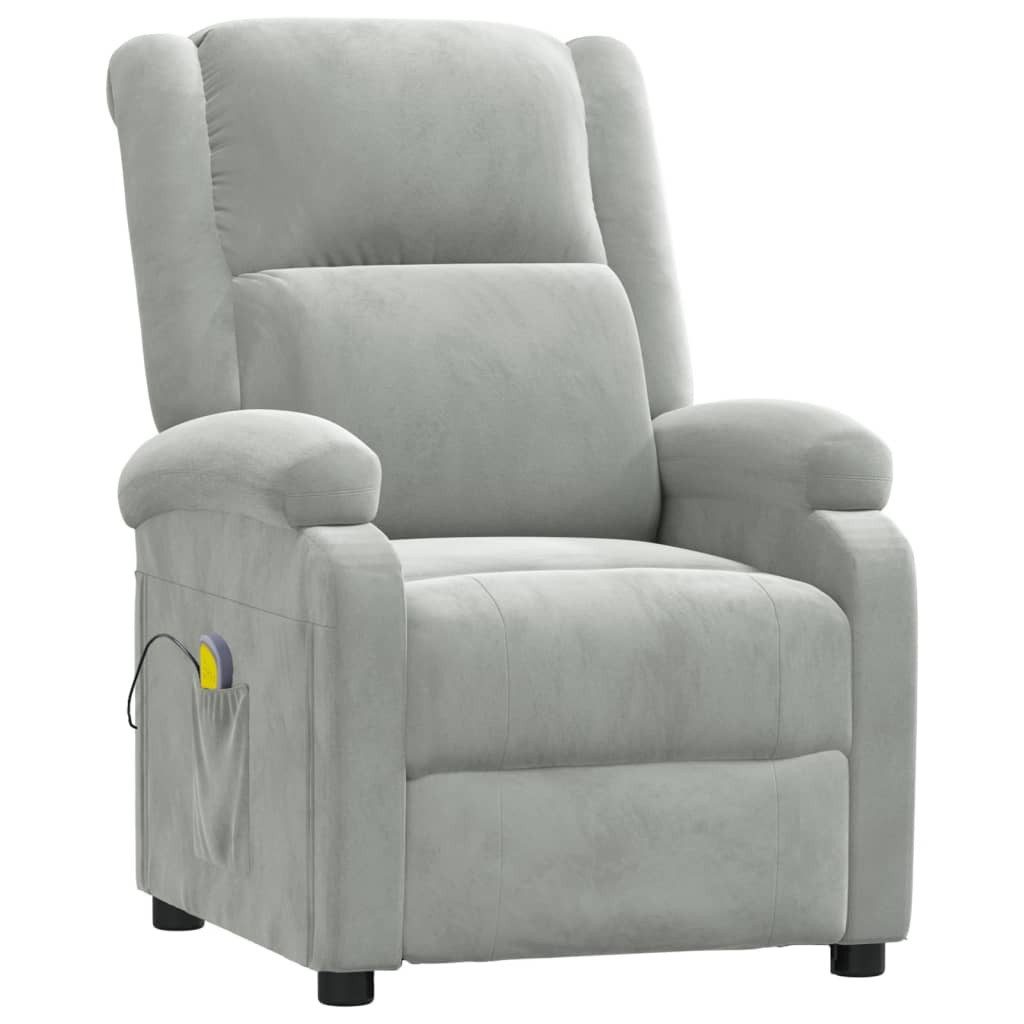 vidaXL Massagesessel Massagesessel Hellgrau Samt (1-St)