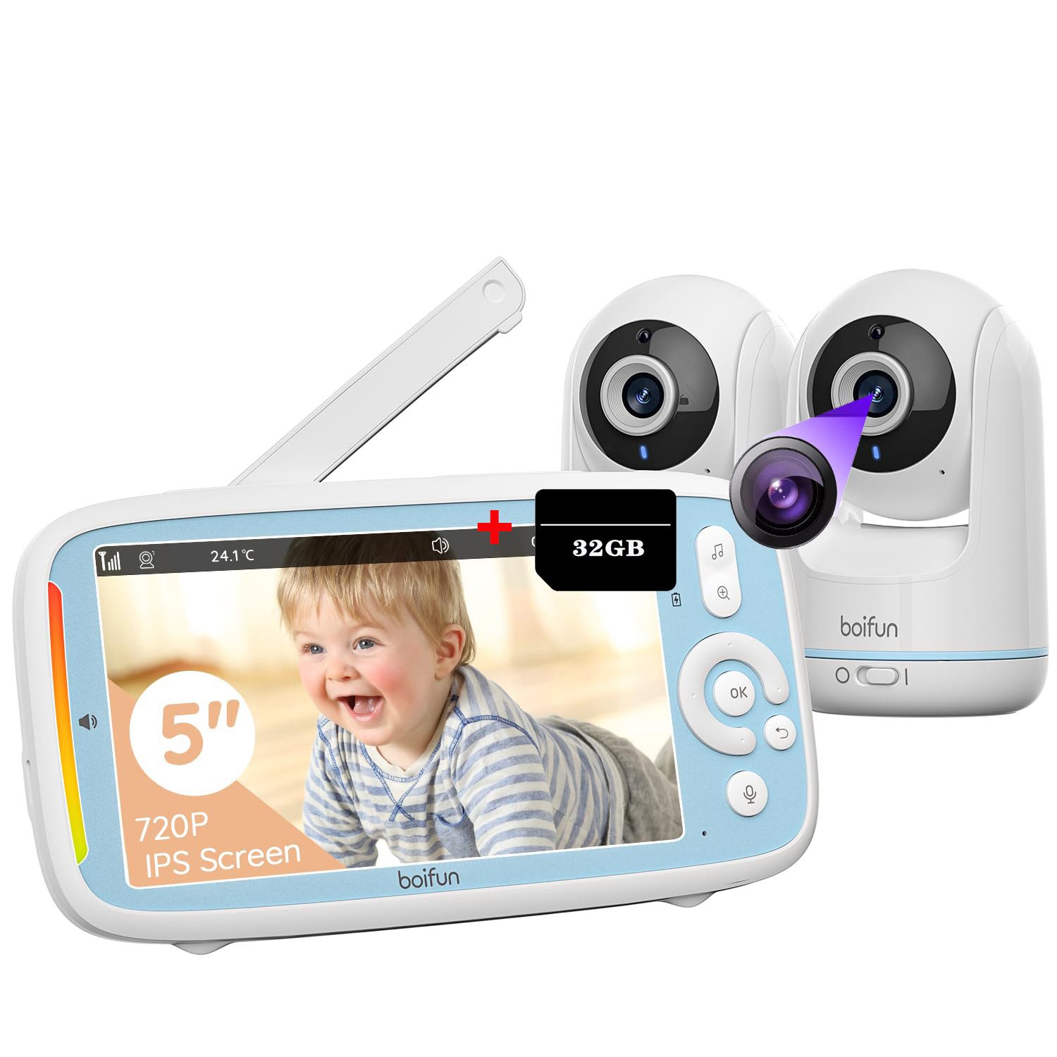 Boifun Video-Babyphone Babyphone mit 2 Stück
