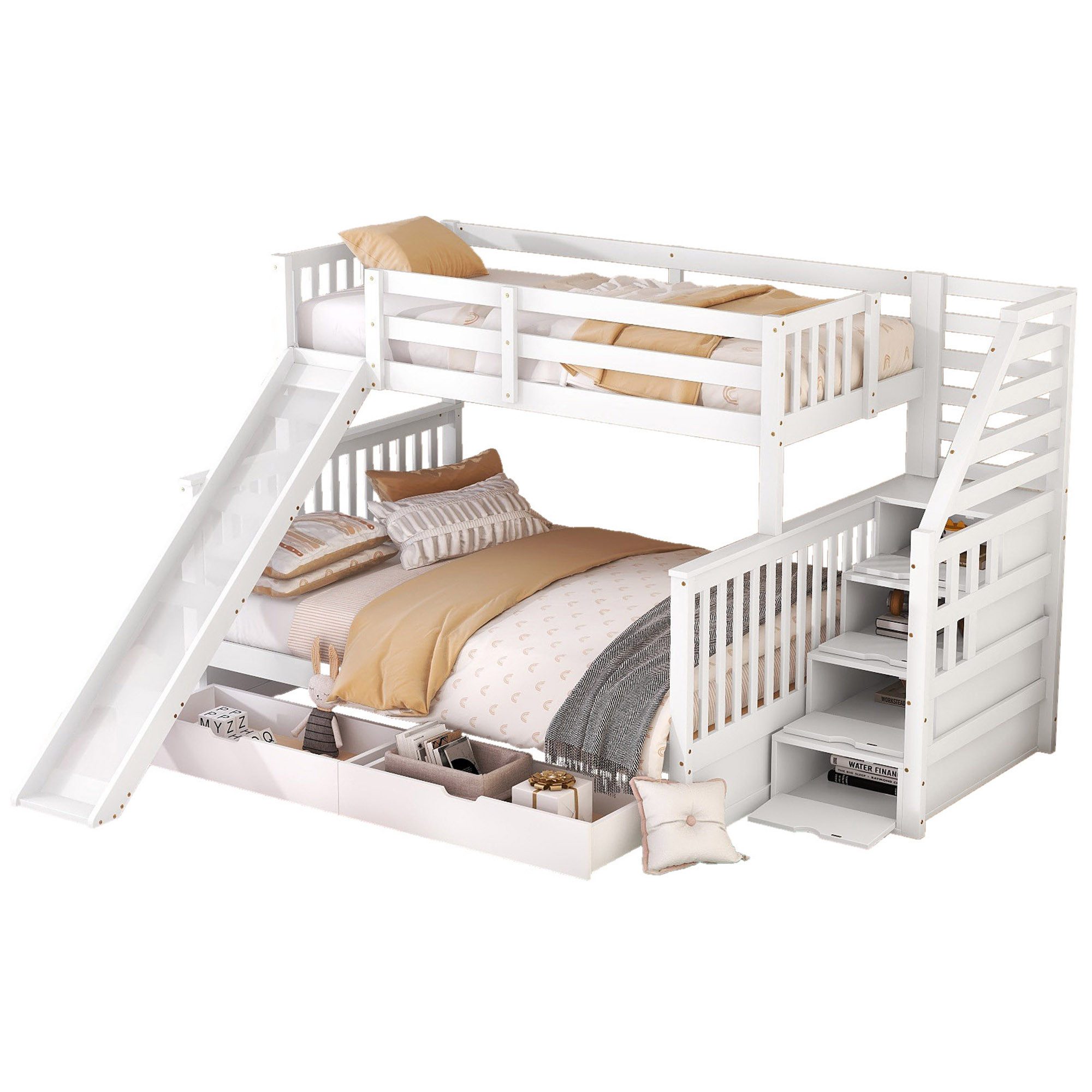 OKWISH Etagenbett Etagenbett mit Schubladen, Kinderbett