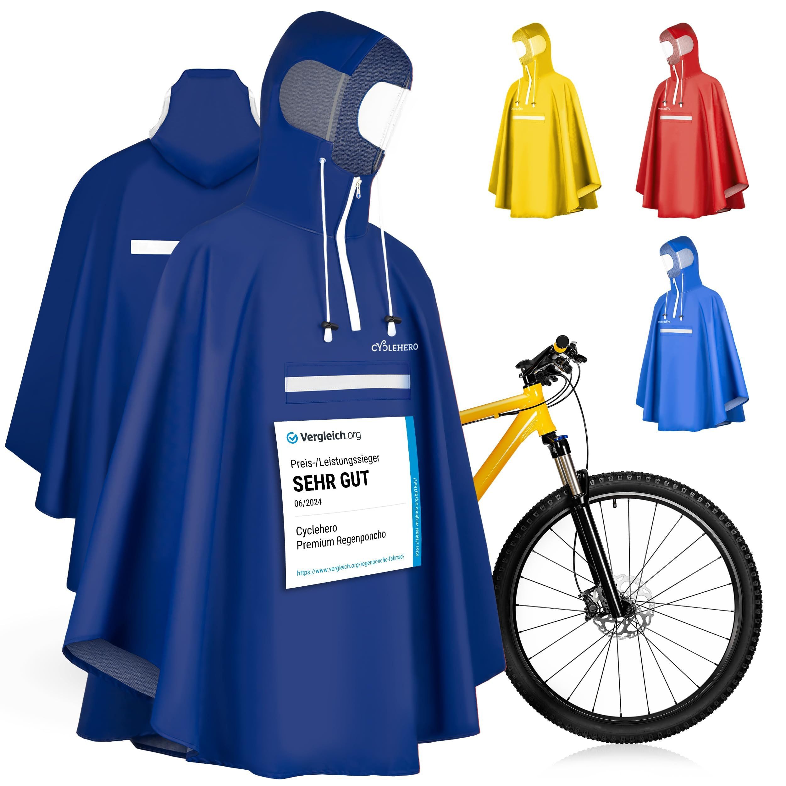 CYCLEHERO Regenponcho Fahrrad wasserdicht - Regencape