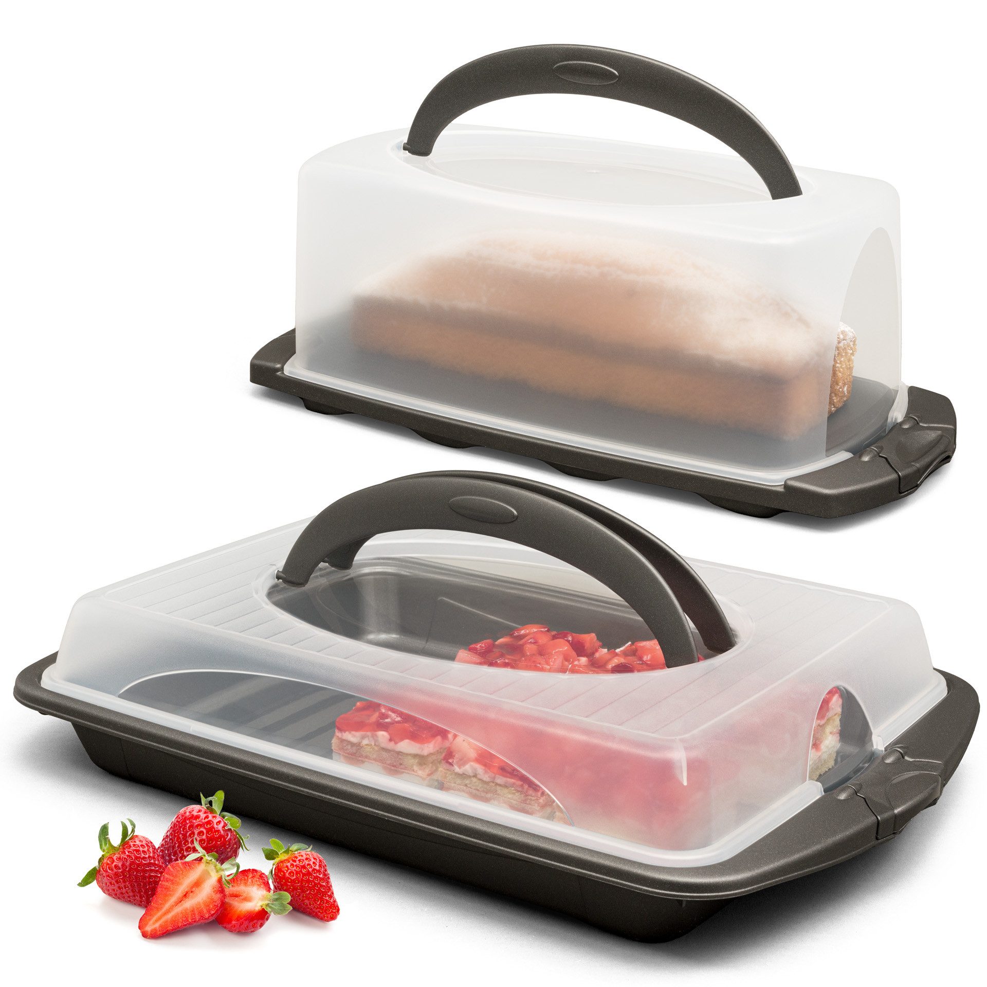 Hausfelder Kuchentransportbox Tortentransportboxen 2er Set, rechteckig