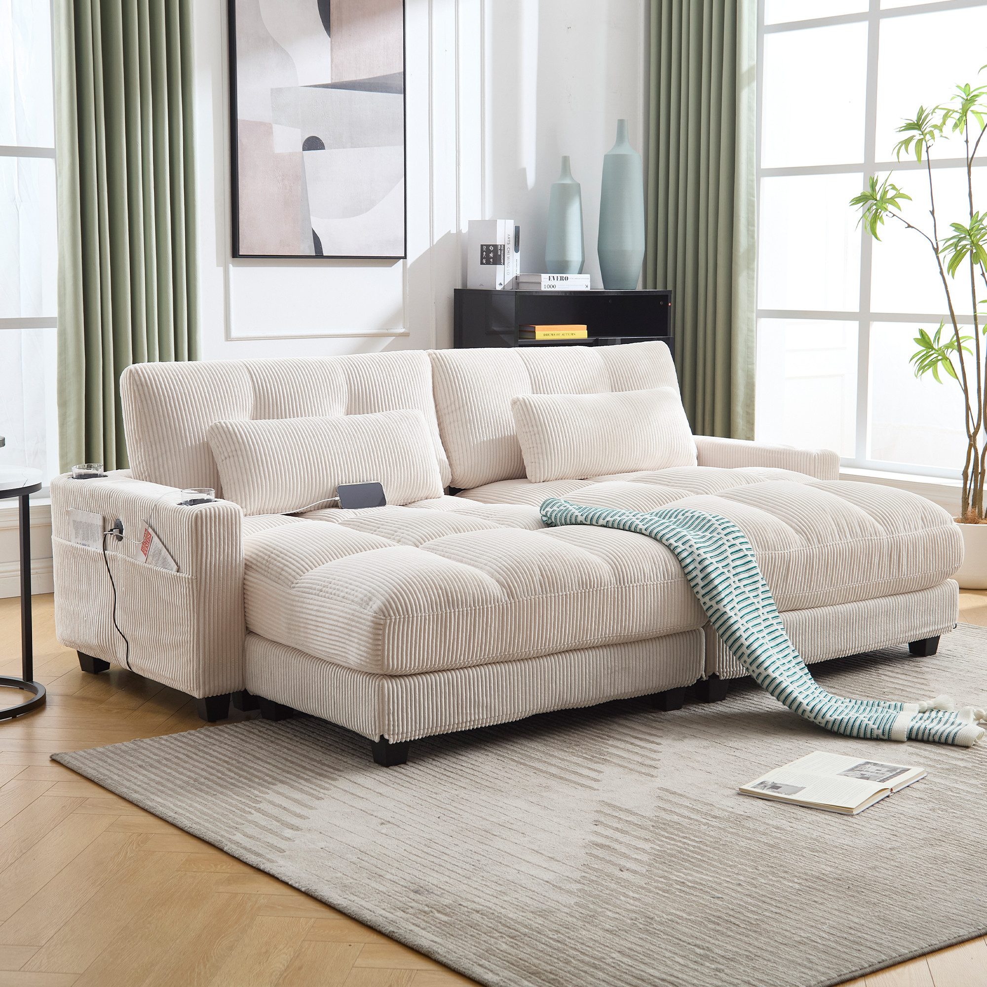 OKWISH Schlafsofa Modernes Schlafsofa,Loungesofa,Schlafsofa, aus Samt