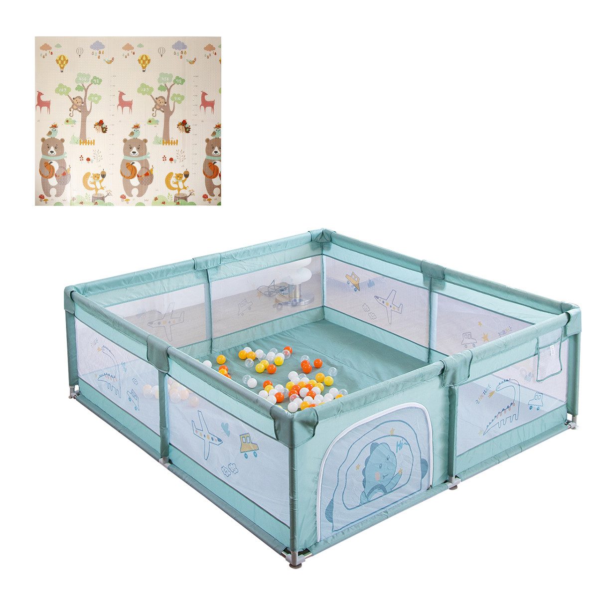 FOXSPORT Laufstall, Baby Laufgitter mit Spielmatte