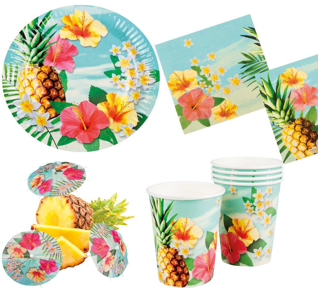 Karneval-Klamotten Einweggeschirr-Set Party Set XL Hawaii