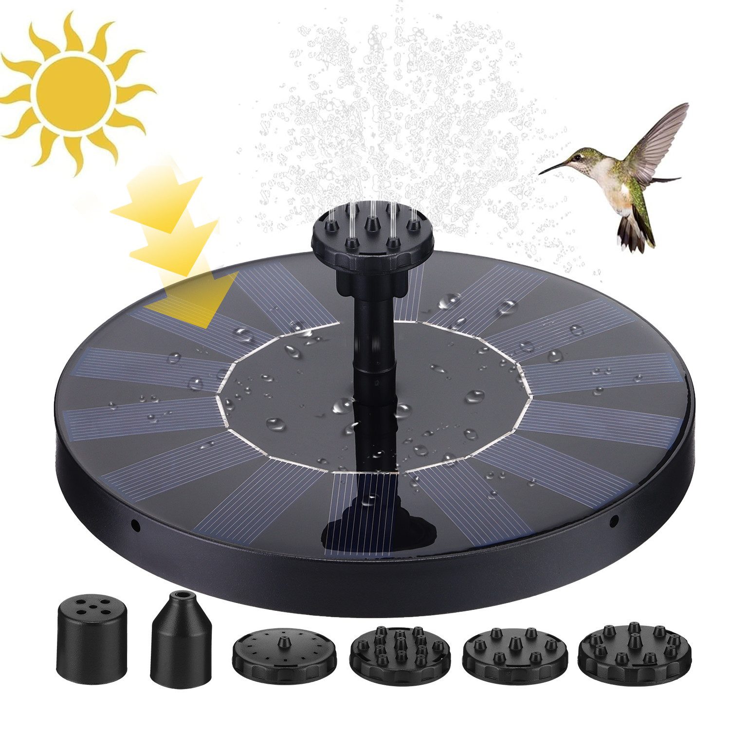 BlingBin Springbrunnenpumpe Solar Springbrunnen 1.5W solarbrunnen