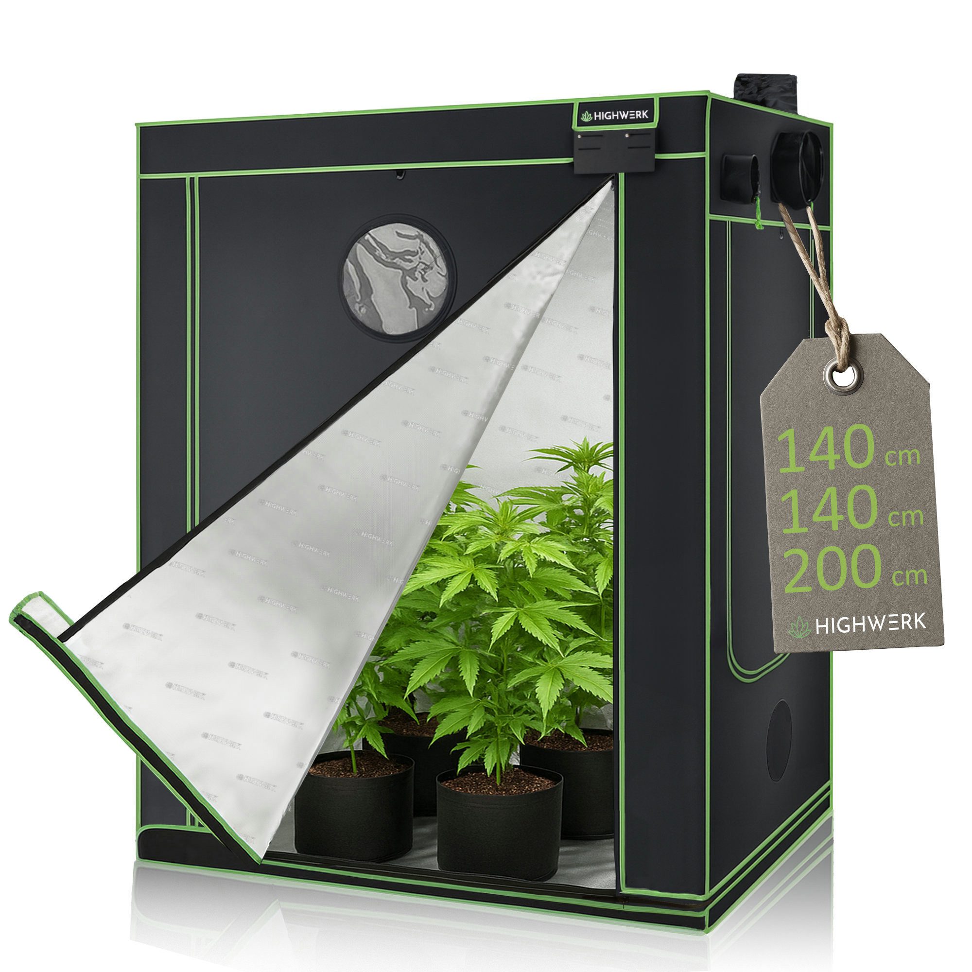 HIGHWERK Gewächshaus Growzelt 140 x 140