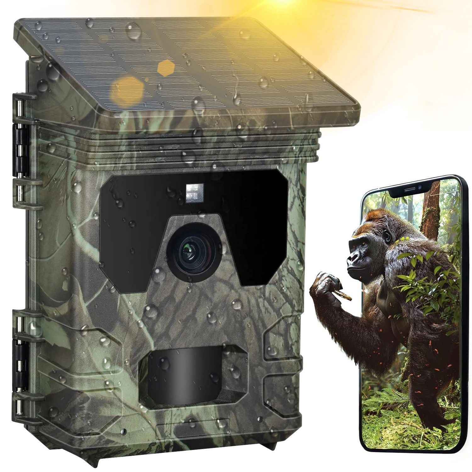 RWEUOQ Überwachungskamera Überwachungskamera 4K 48MP Solar