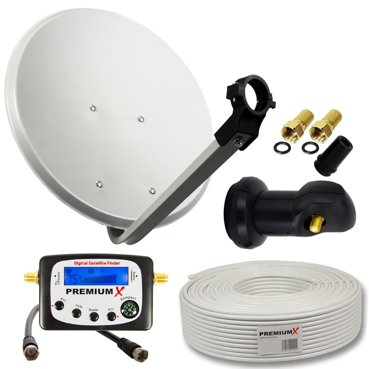 PremiumX Camping Satelliten-Anlage 45cm Antenne Single