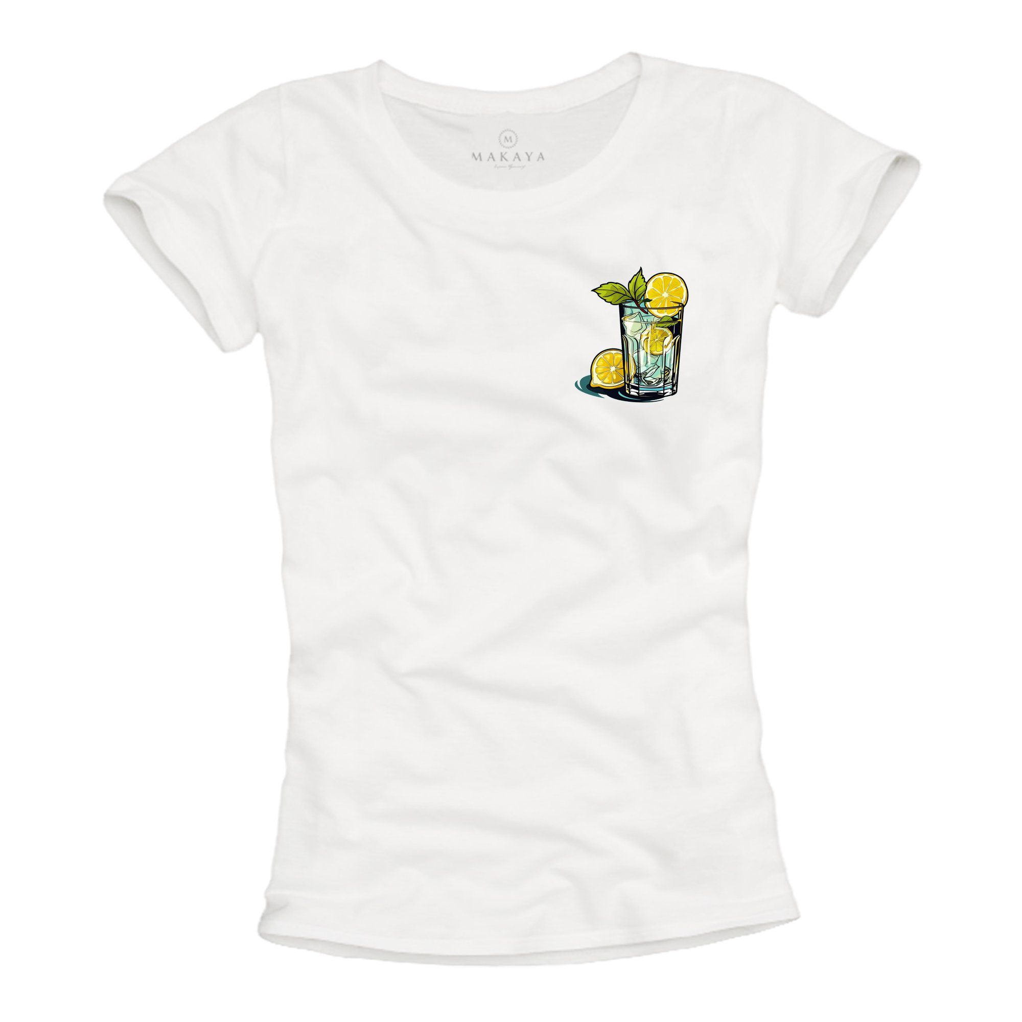MAKAYA Print-Shirt Damen Gin Tonic Sommer