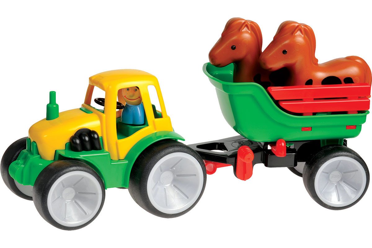 GOWI Spielzeug-Traktor Traktor, (4-tlg), mit Pferdeanhänger