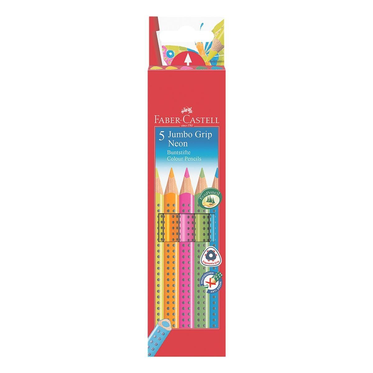 Faber-Castell Buntstift Jumbo GRIP Neon, (5-tlg),