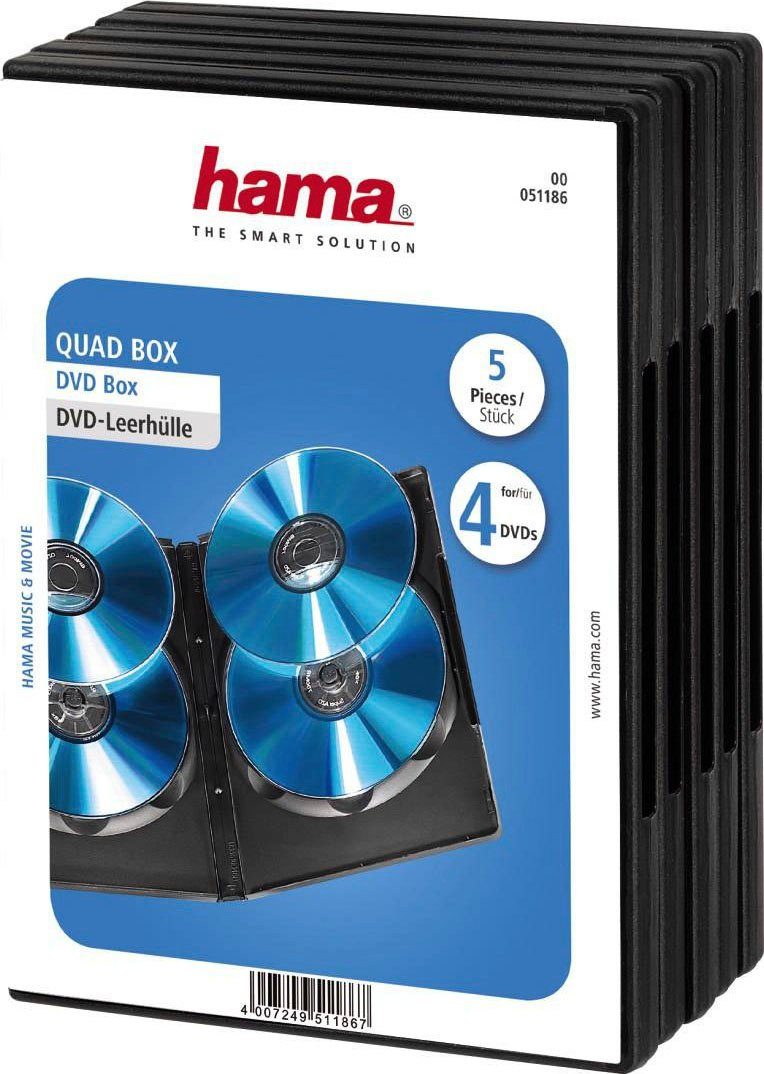 Hama DVD-Hülle DVD-Leerhülle Quad Box, 5er-Pack,