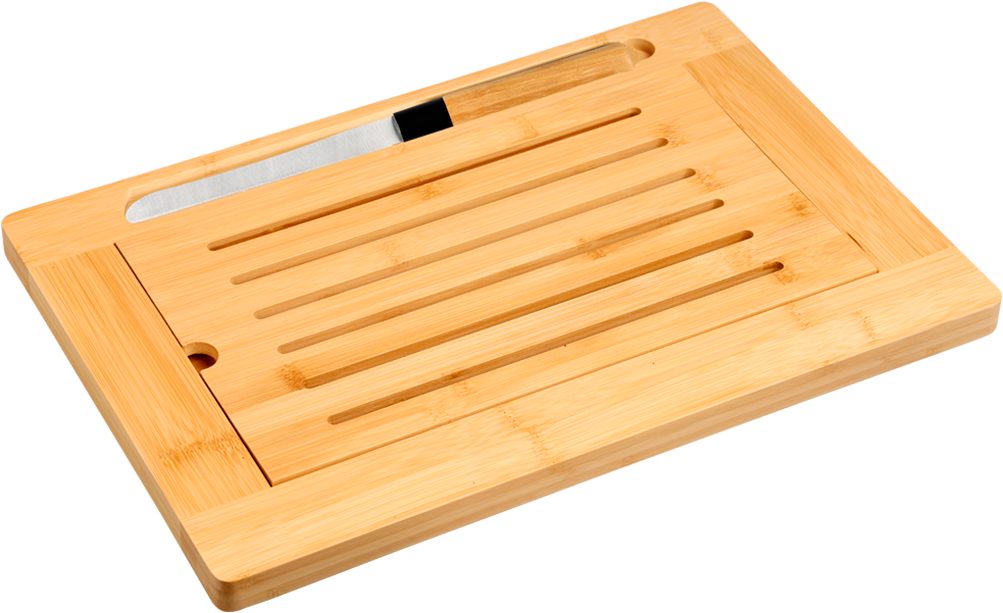 KESPER® Schneidebrett Brot-Schneidebrett, Bambus, Edelstahl, (Set,