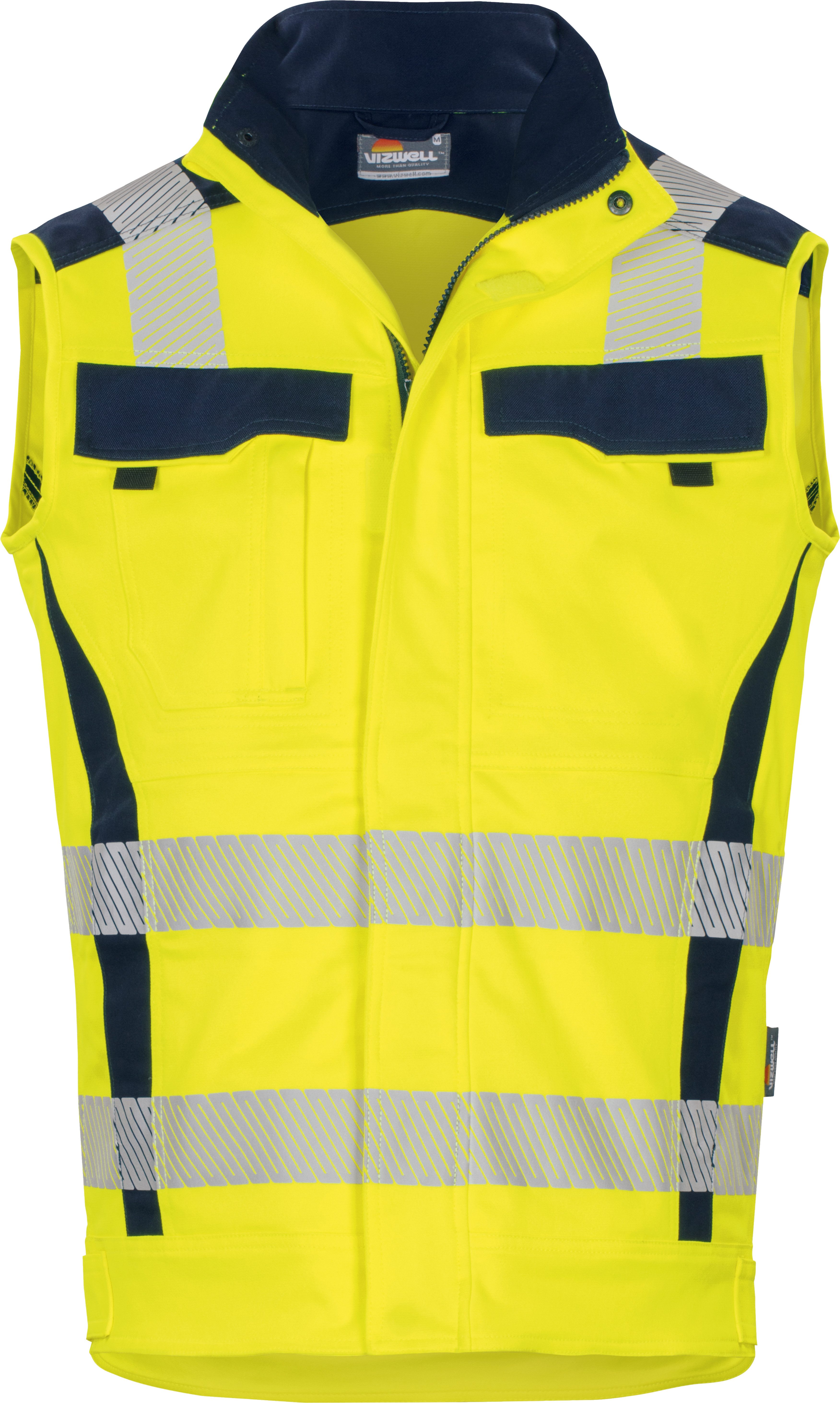 vizwell Arbeitsweste Warnschutz Weste HiVis elastisch