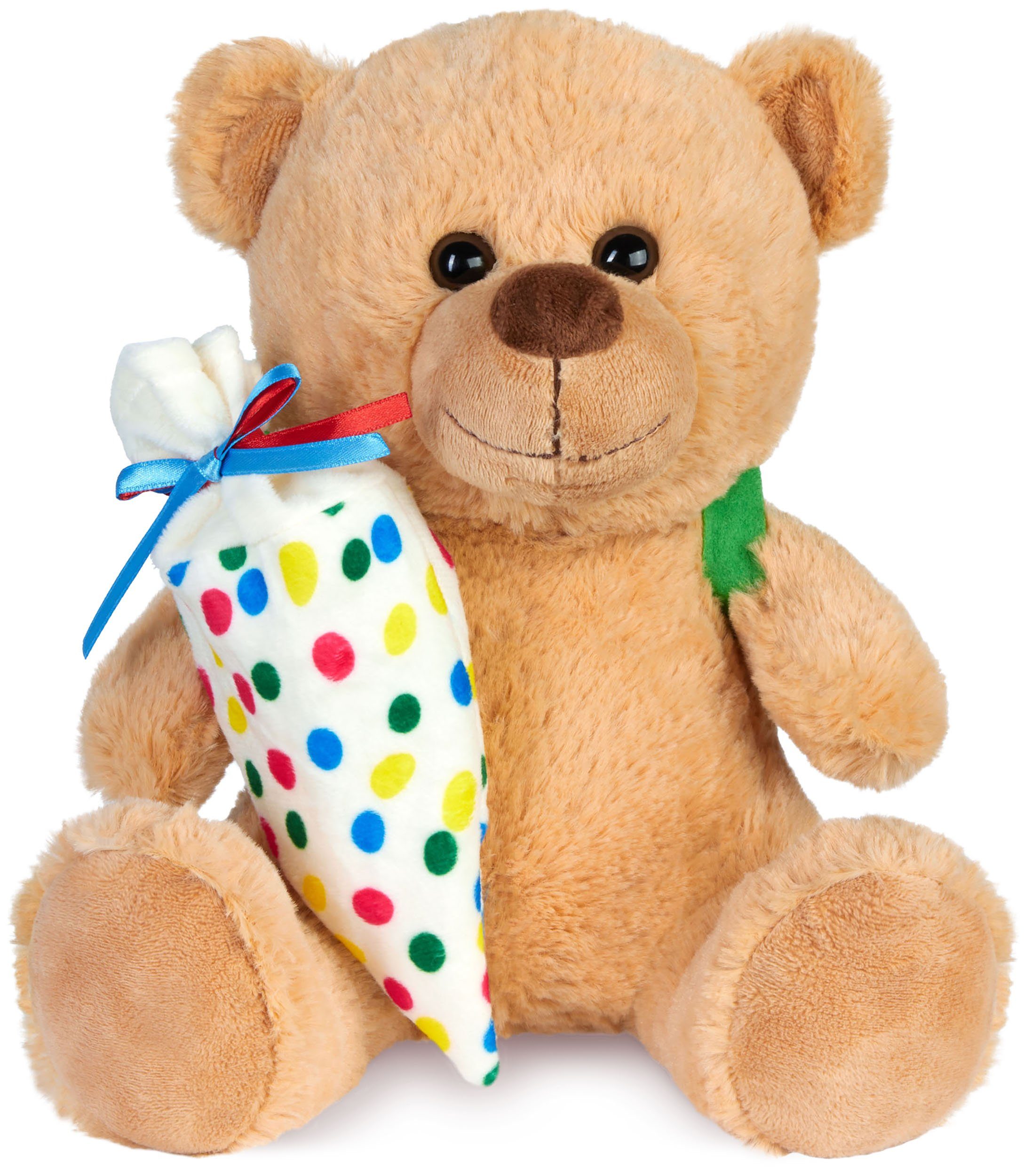 BRUBAKER Kuscheltier Teddybär mit Schulranzen und