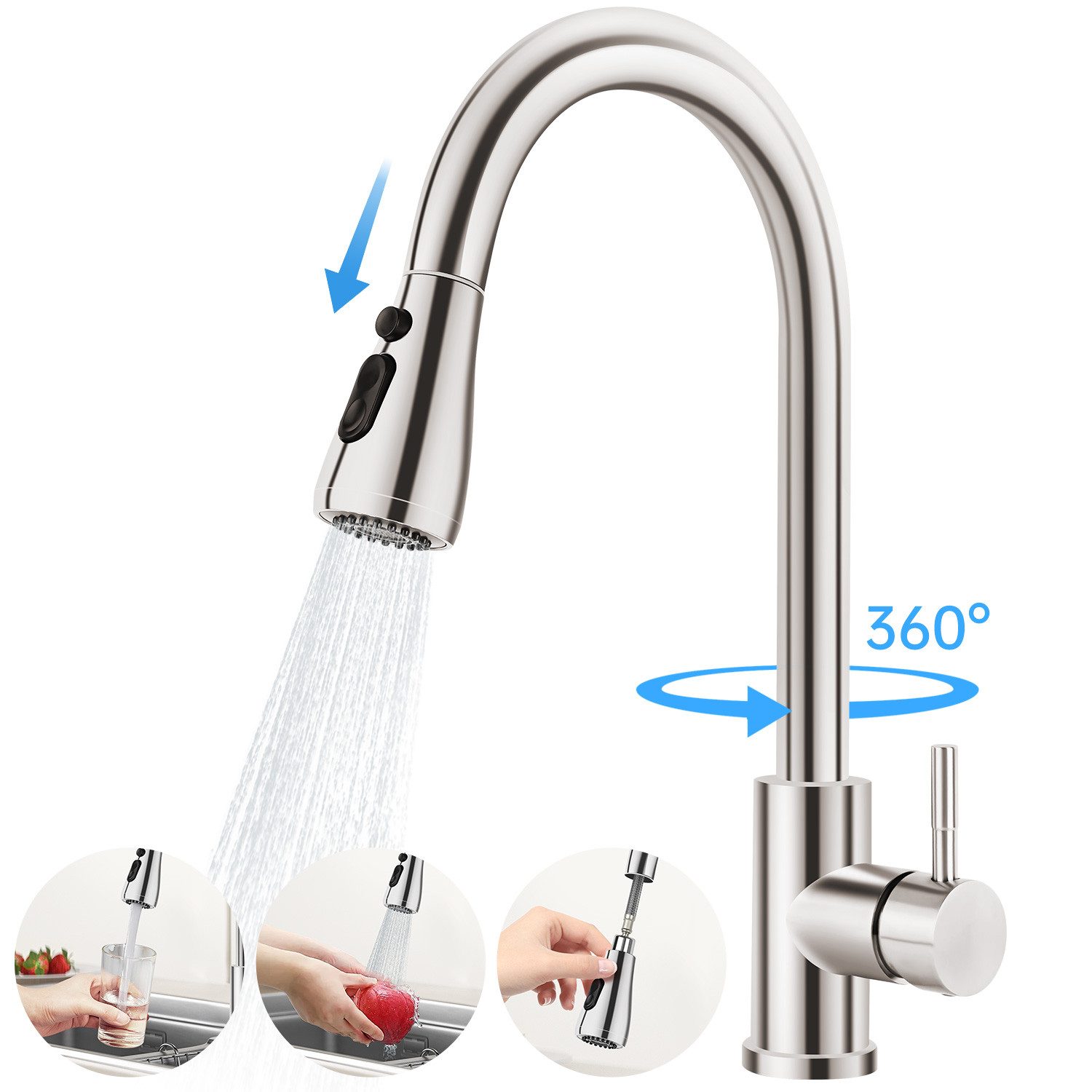 Eumaty Küchenarmatur Spültischarmatur,Wasserhahn Küche Ausziehbar,Armatur Küche