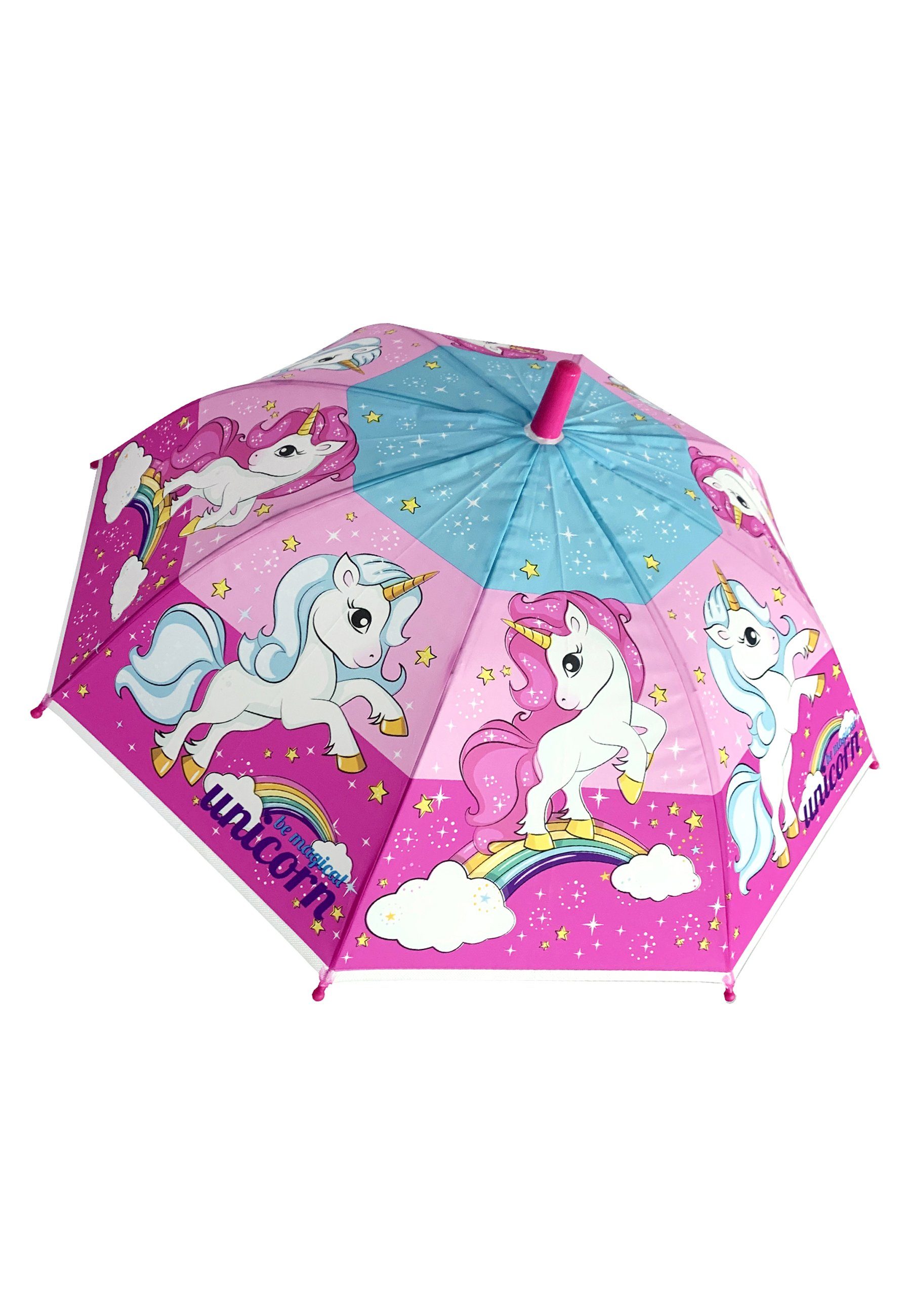 einhorn Stockregenschirm Kinder Mädchen Atumatik-Regenschirm Stock-Schirm