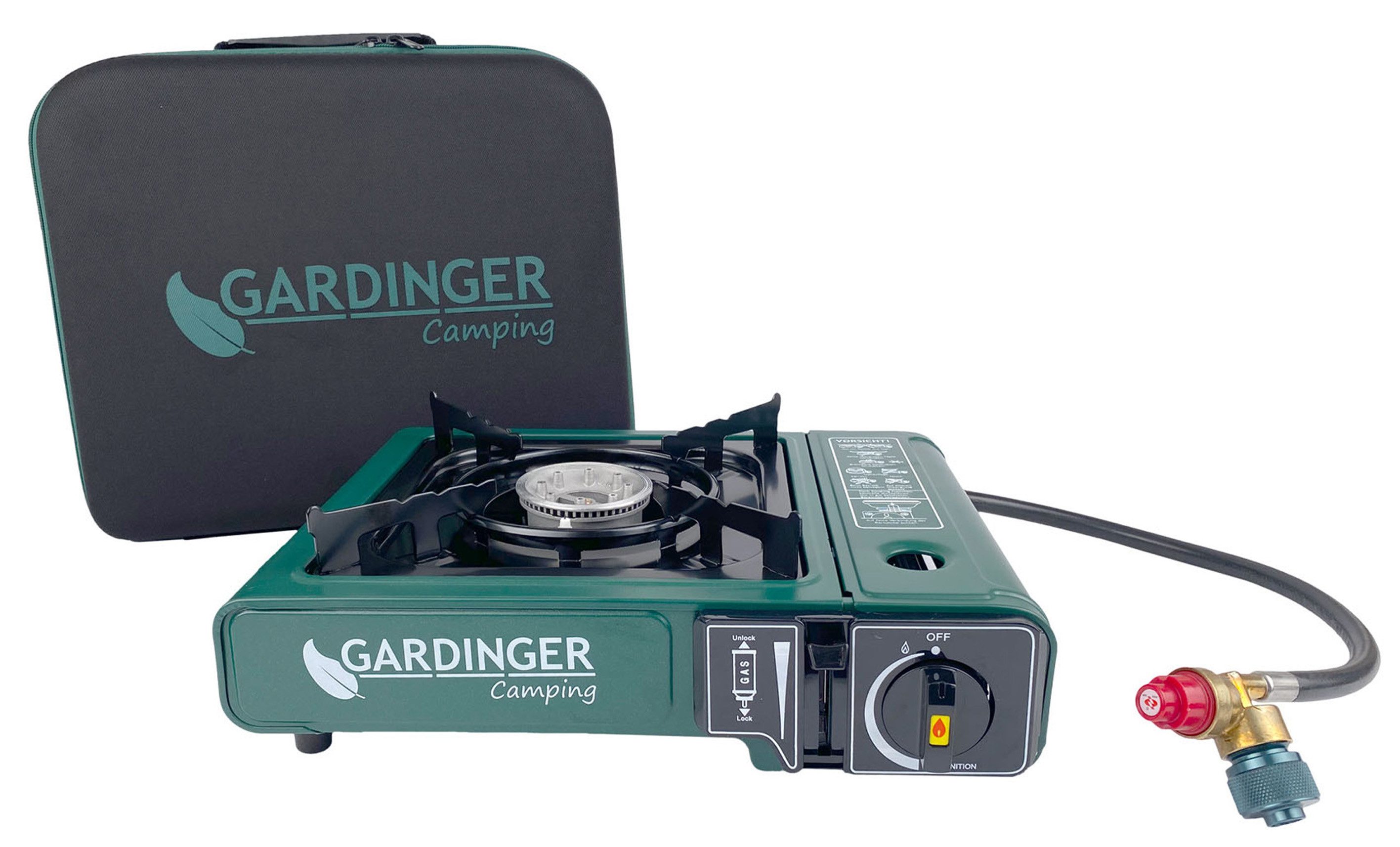 GARDINGER Gaskocher Campingkocher einflammig Universal-Kartuschen Kocher