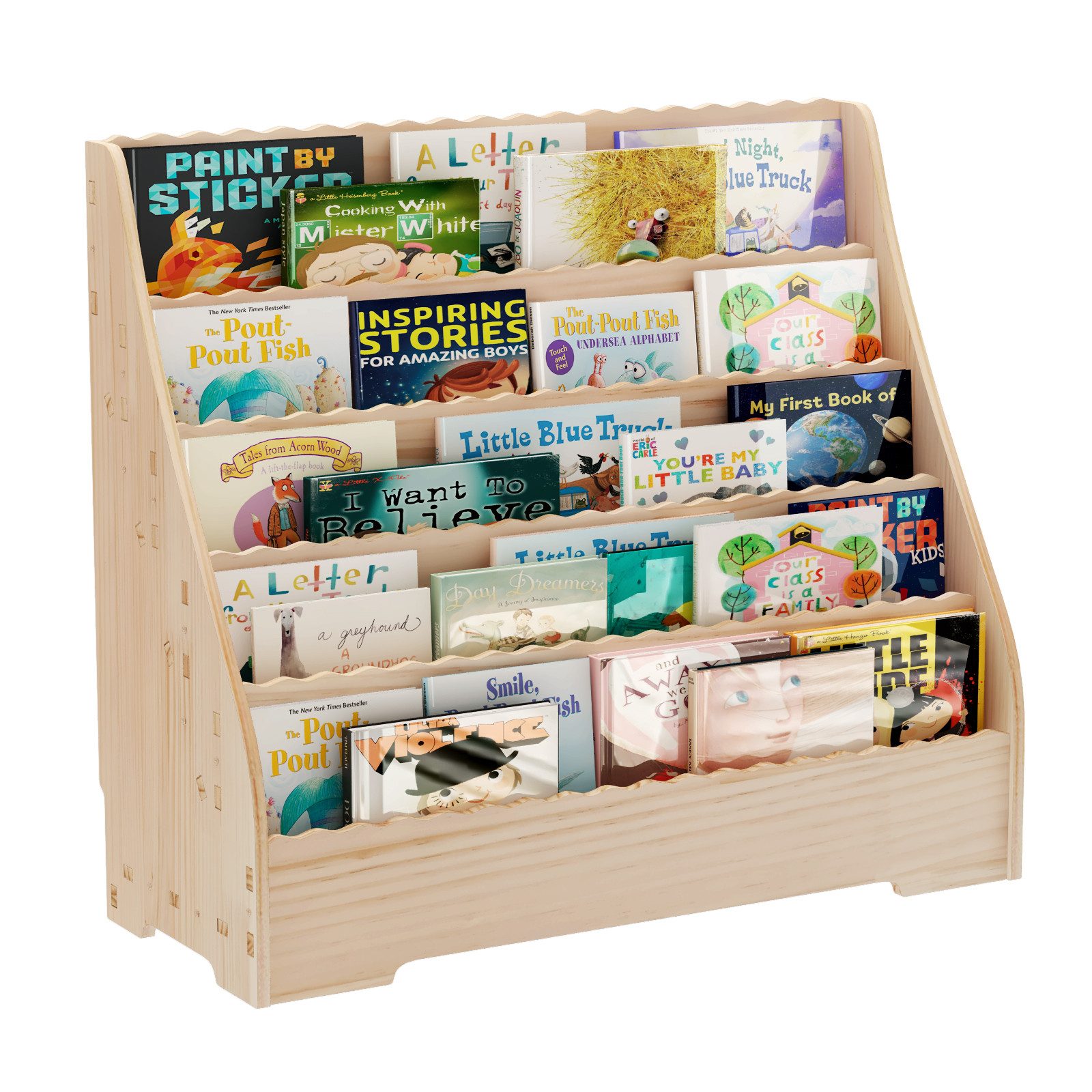 GarveeMore Bücherregal 5-Tier Kinder Bücherregal,hölzernes Kinder