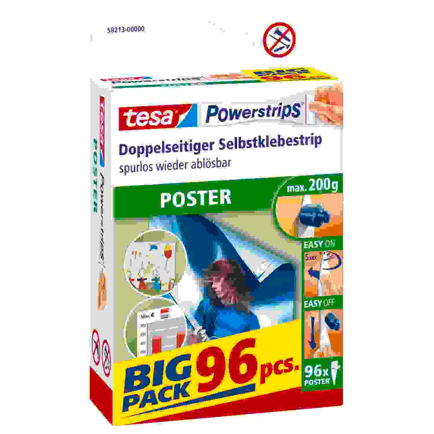tesa Klebehaken POWERSTRIPS Poster Doppelseitige Klebestreifen,