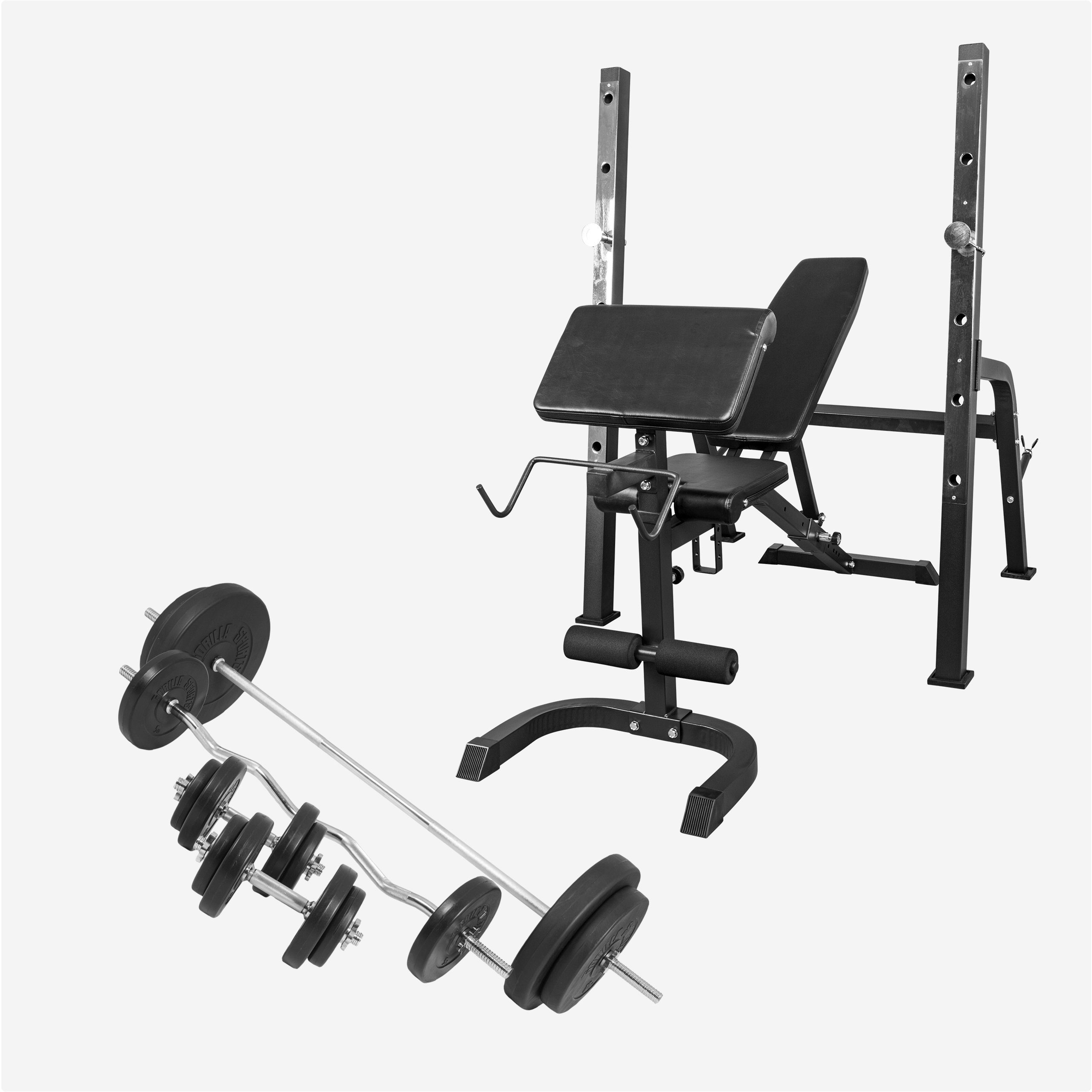 GORILLA SPORTS Hantelbank inkl. Langhantelset 100