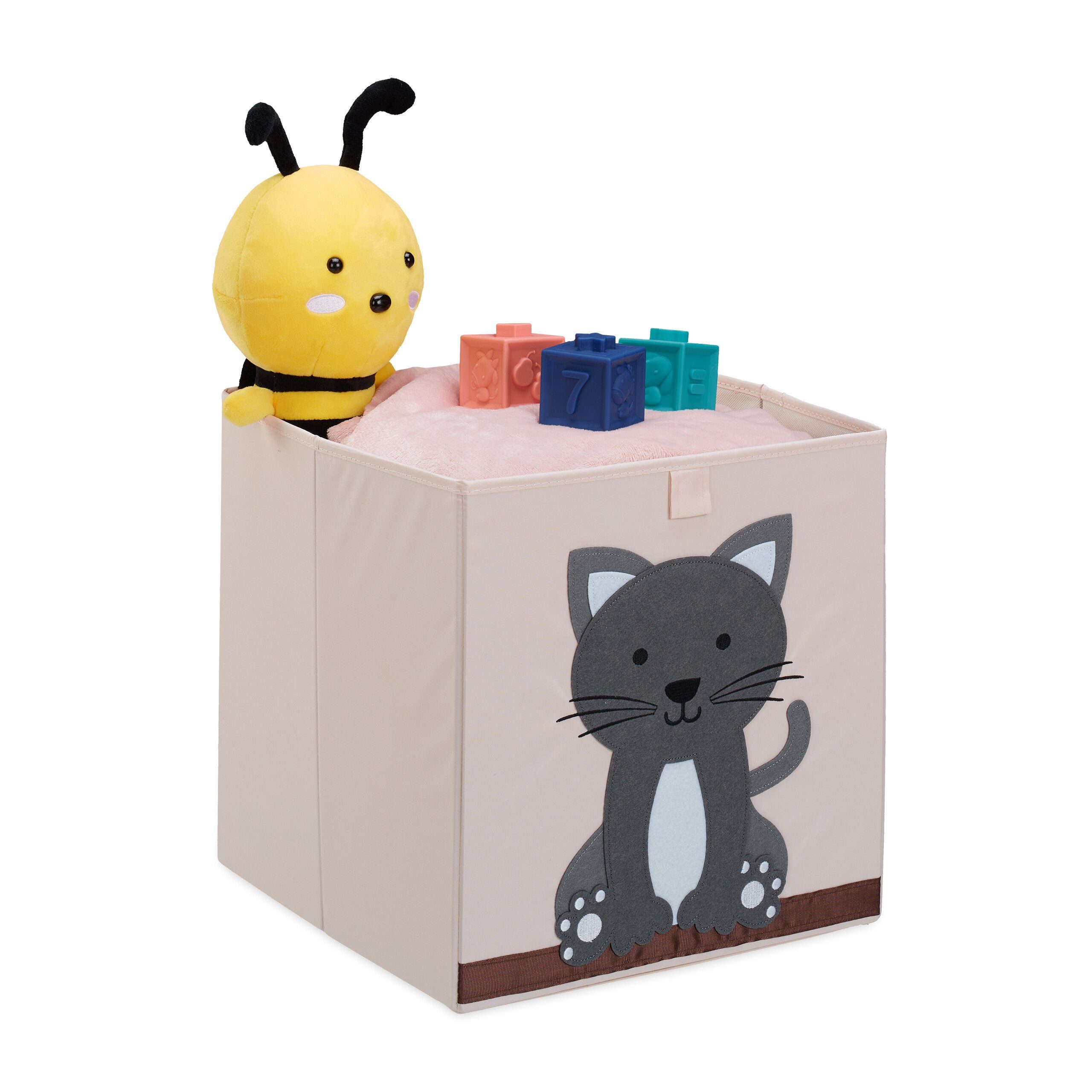 relaxdays Aufbewahrungsbox mit Katzenmotiv