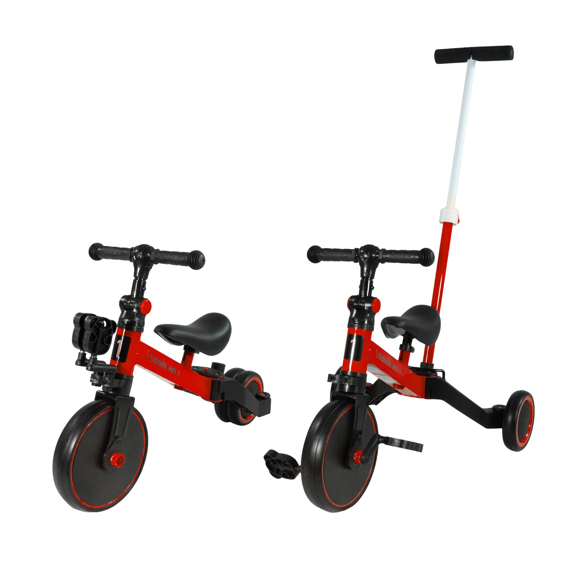 Lemodo Dreirad Dreirad mit Schiebestange, 3in1