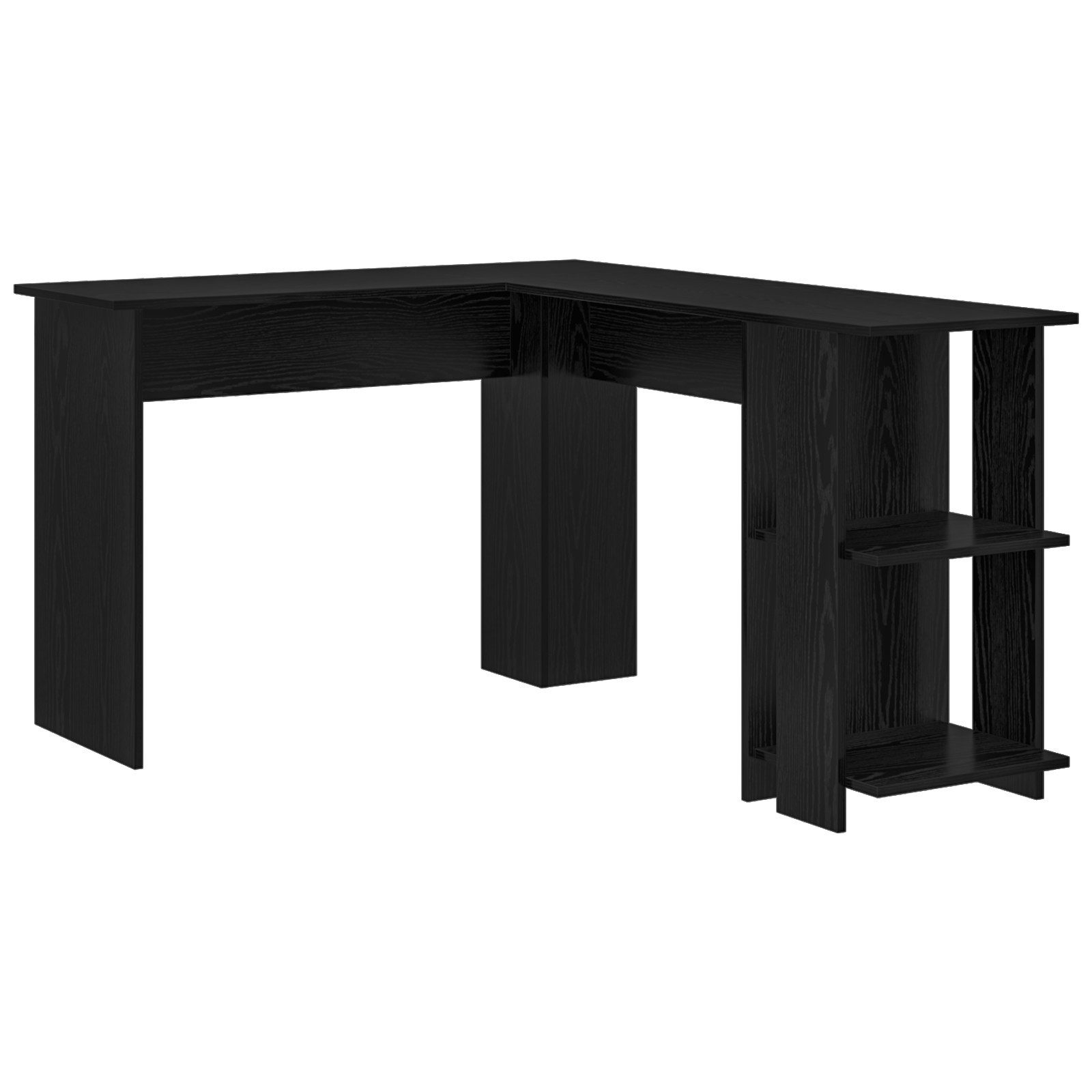 vidaXL Schreibtisch Schwarzer Eichen-Eckschreibtisch Schwarze Eiche