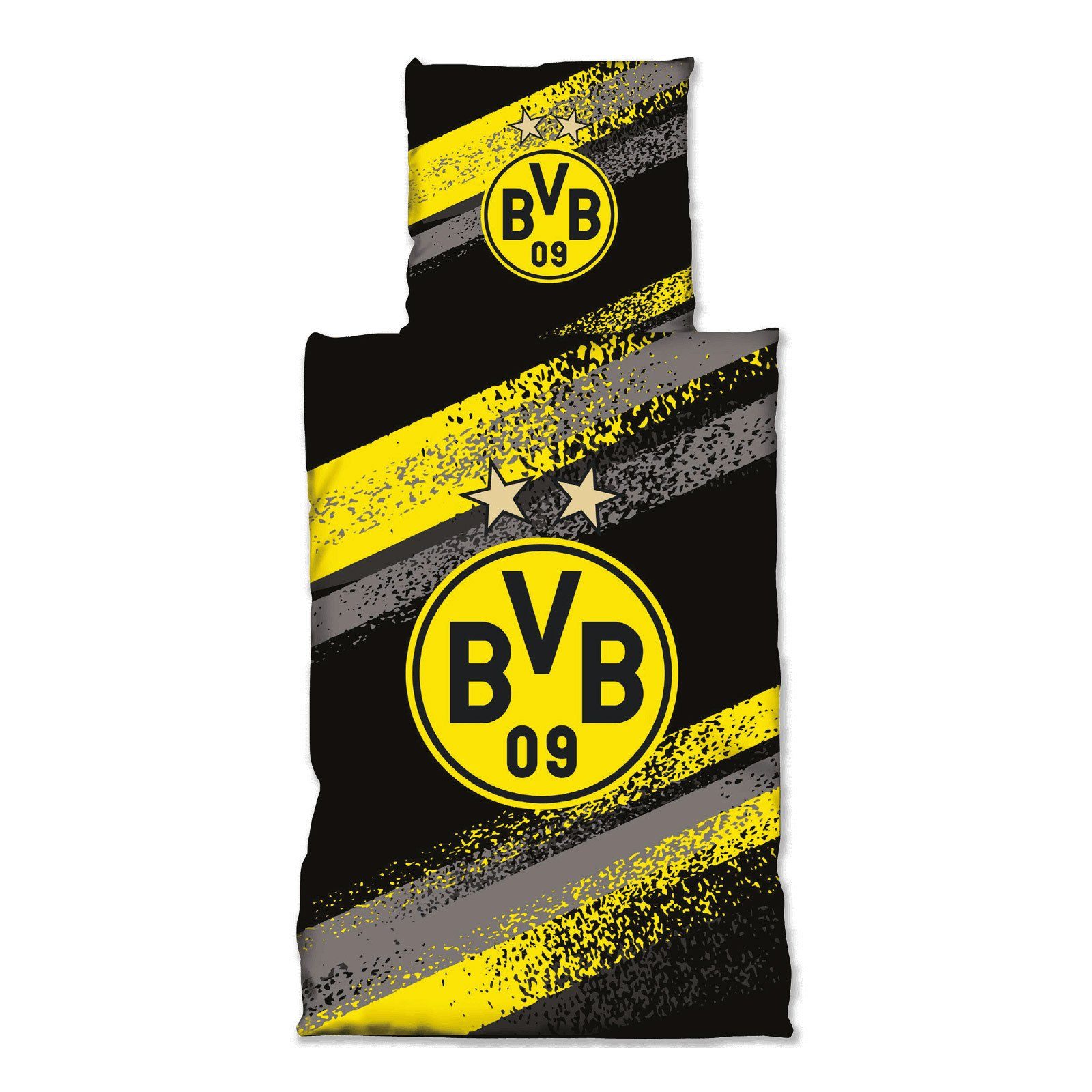 BVB Bettwäsche BVB-Bettwäsche Graffiti Streifen, Baumwolle,