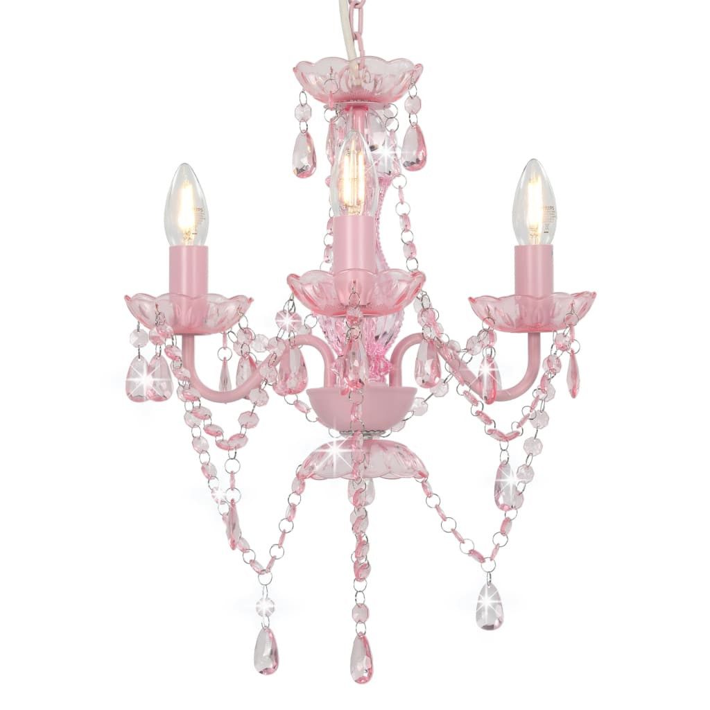 vidaXL Kronleuchter Kronleuchter mit Perlen Rosa