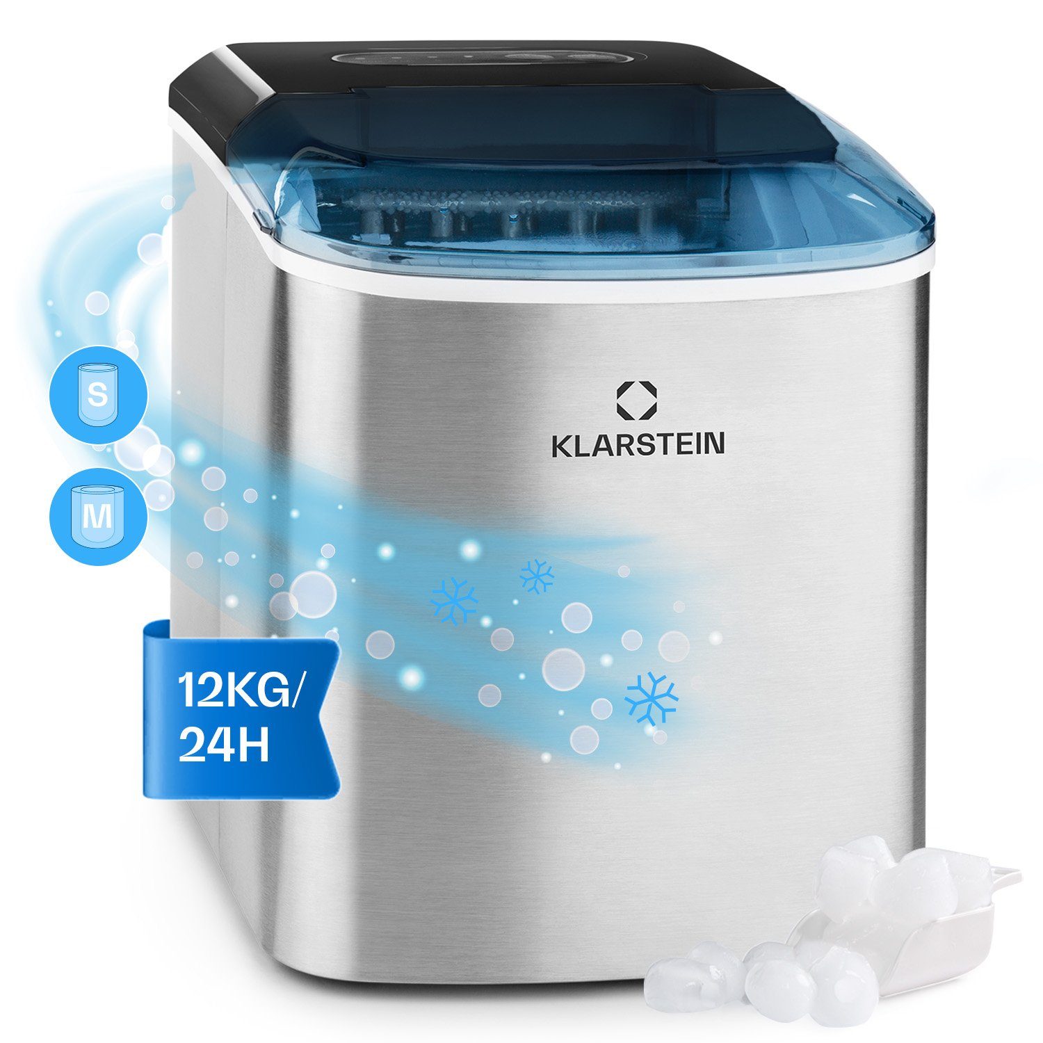 Klarstein Eiswürfelmaschine On-The-Rocks, Eiswürfelbereiter Elektrisch Ice