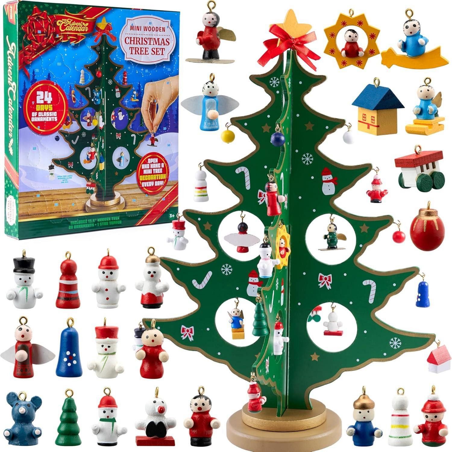 LuxusKollektion Spielzeug-Adventskalender Adventskalender 2024 mit Holzbaum,