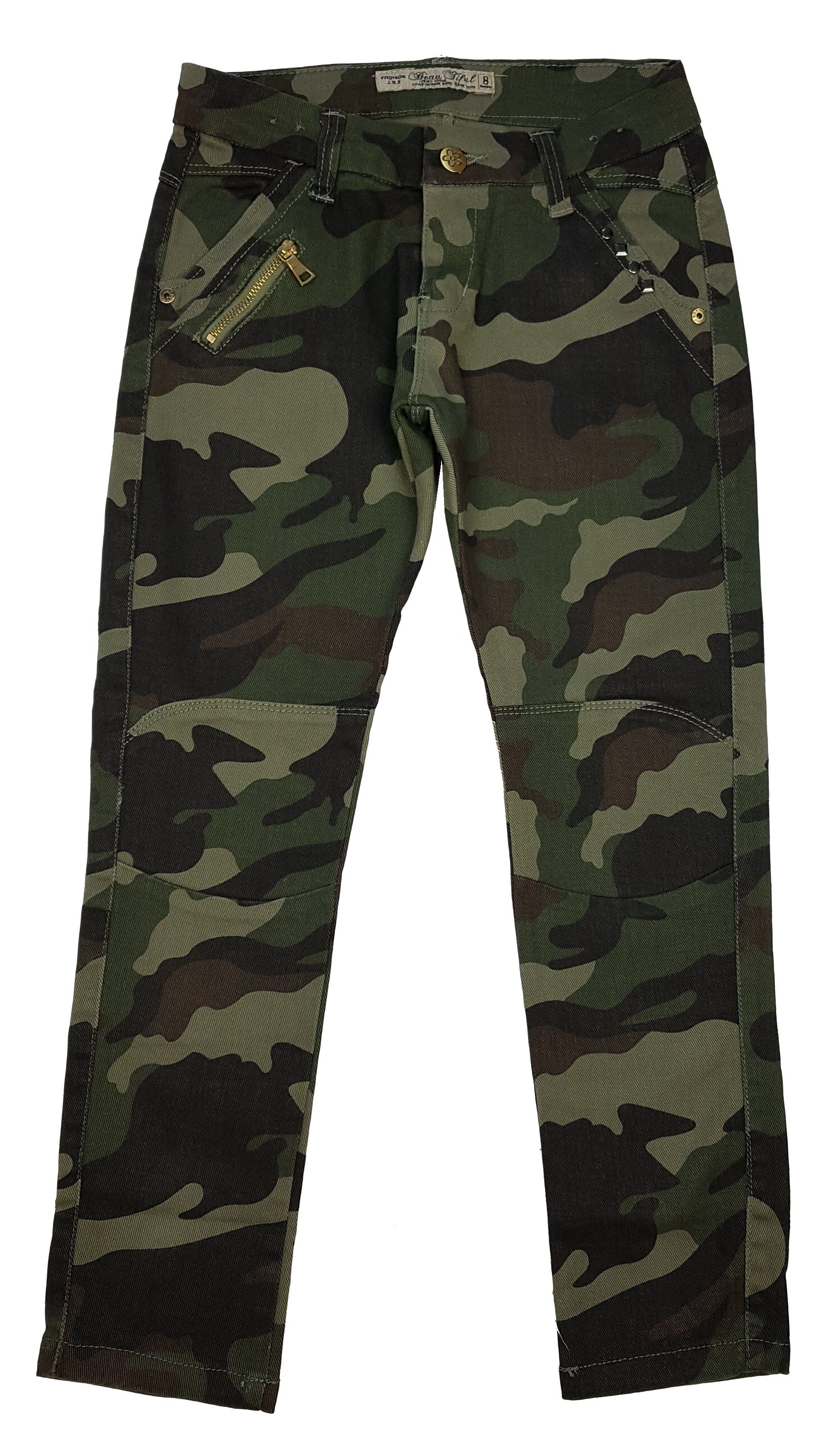 Girls Fashion 5-Pocket-Jeans Mädchen Army Tarnhose,