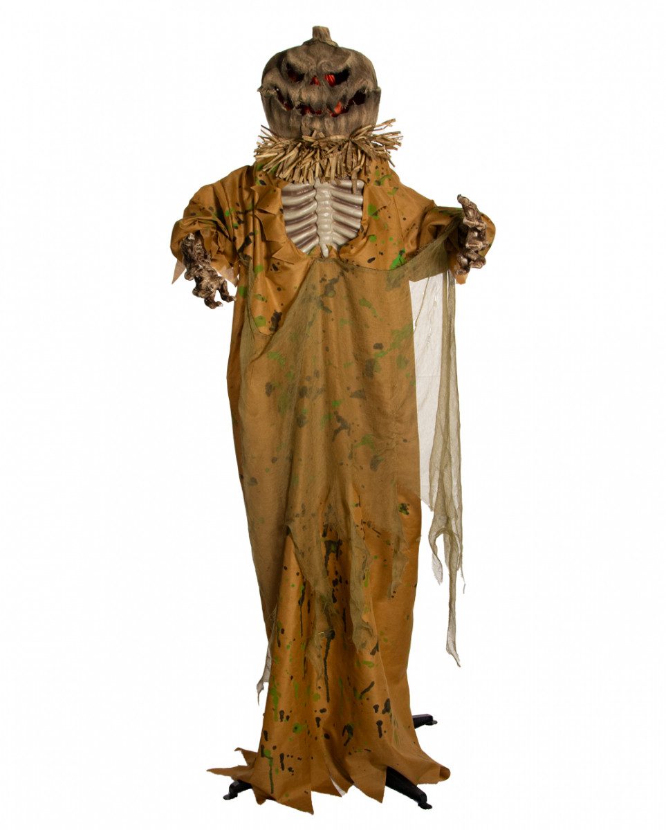 Horror-Shop Dekoobjekt Scary Kürbismann Vogelscheuche mit