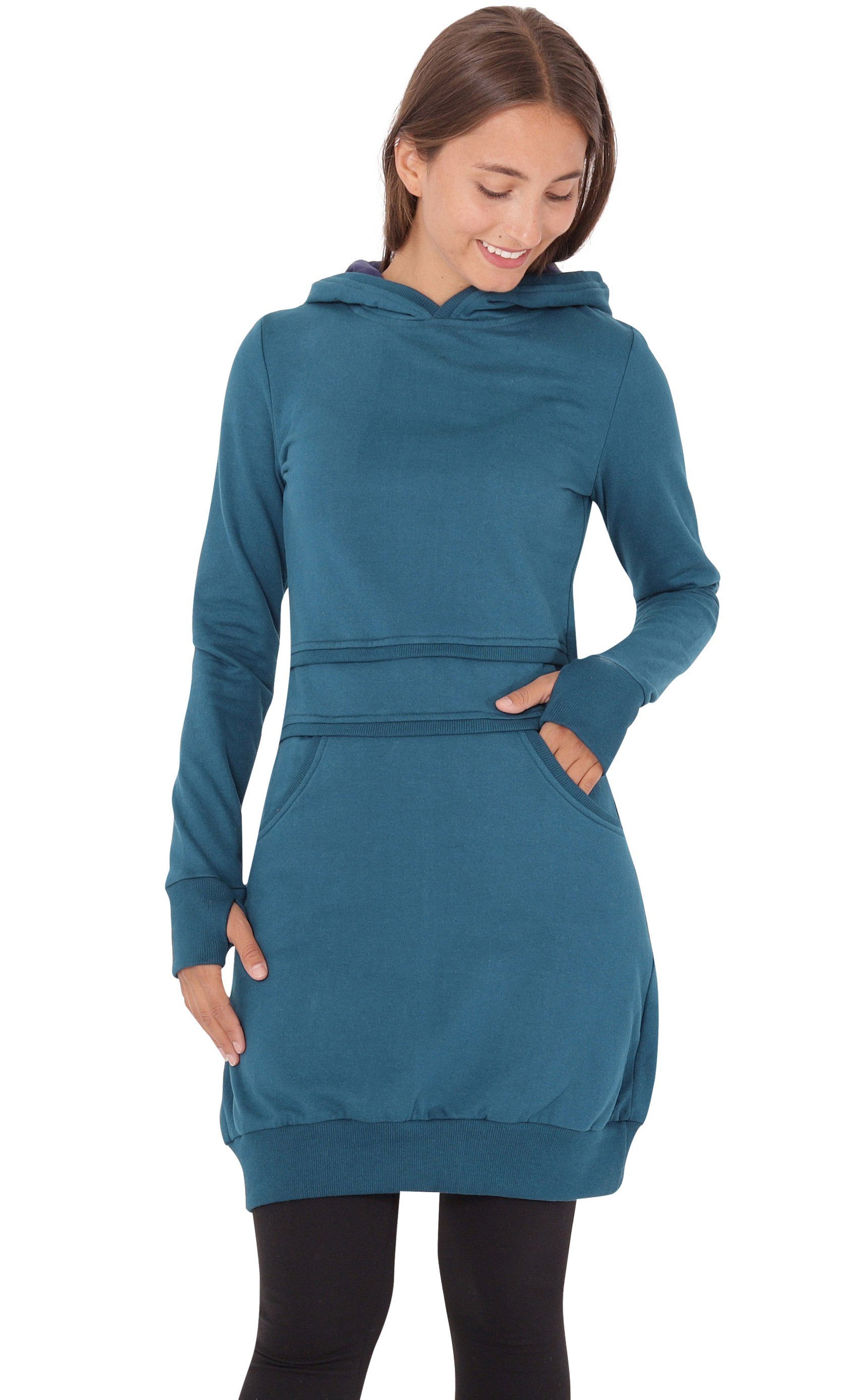 PUREWONDER Sweatkleid Kapuzenpullover-Kleid dr19 einfarbiges Hoodie-Kleid