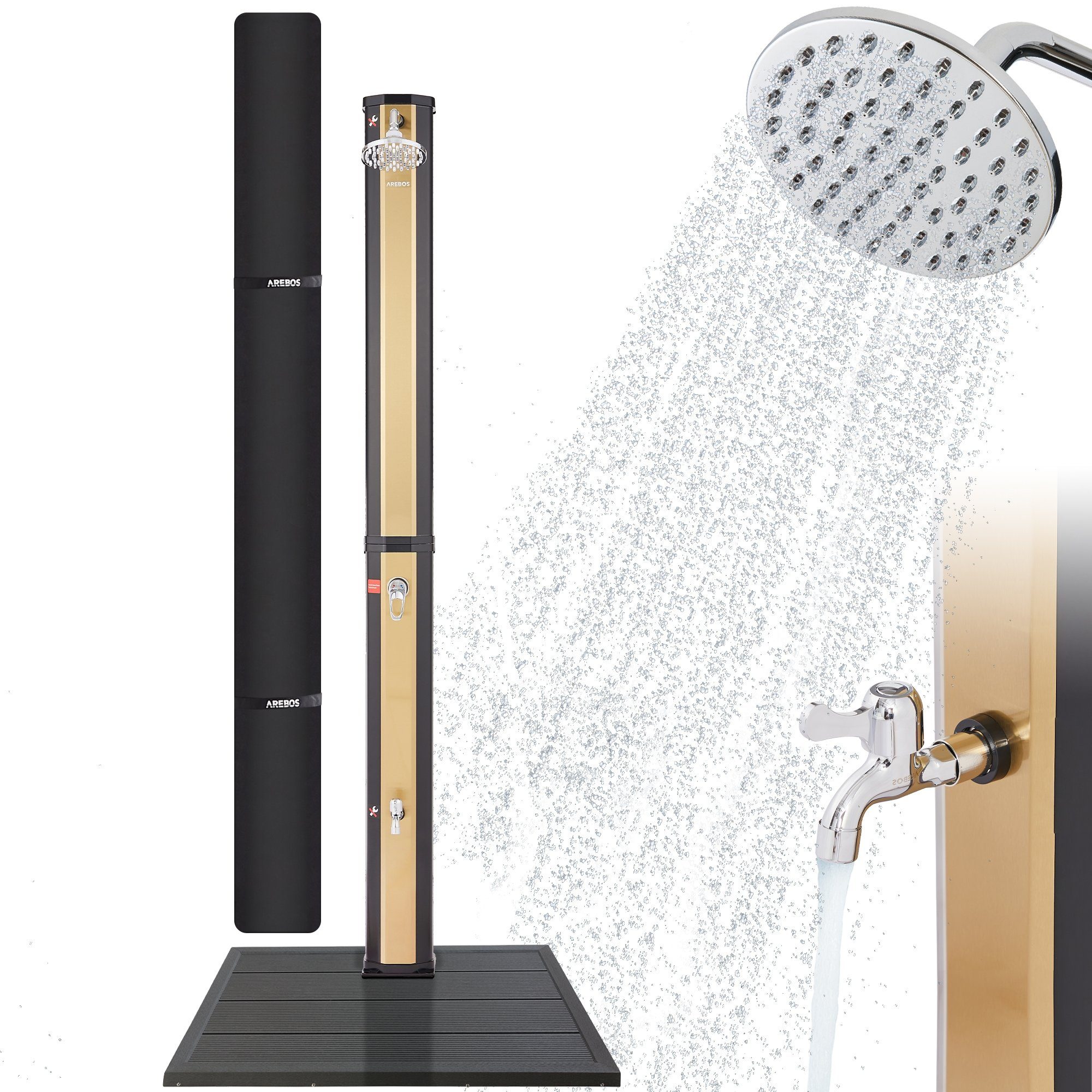 Arebos Solardusche 35L mit Thermometer Bodenelement,