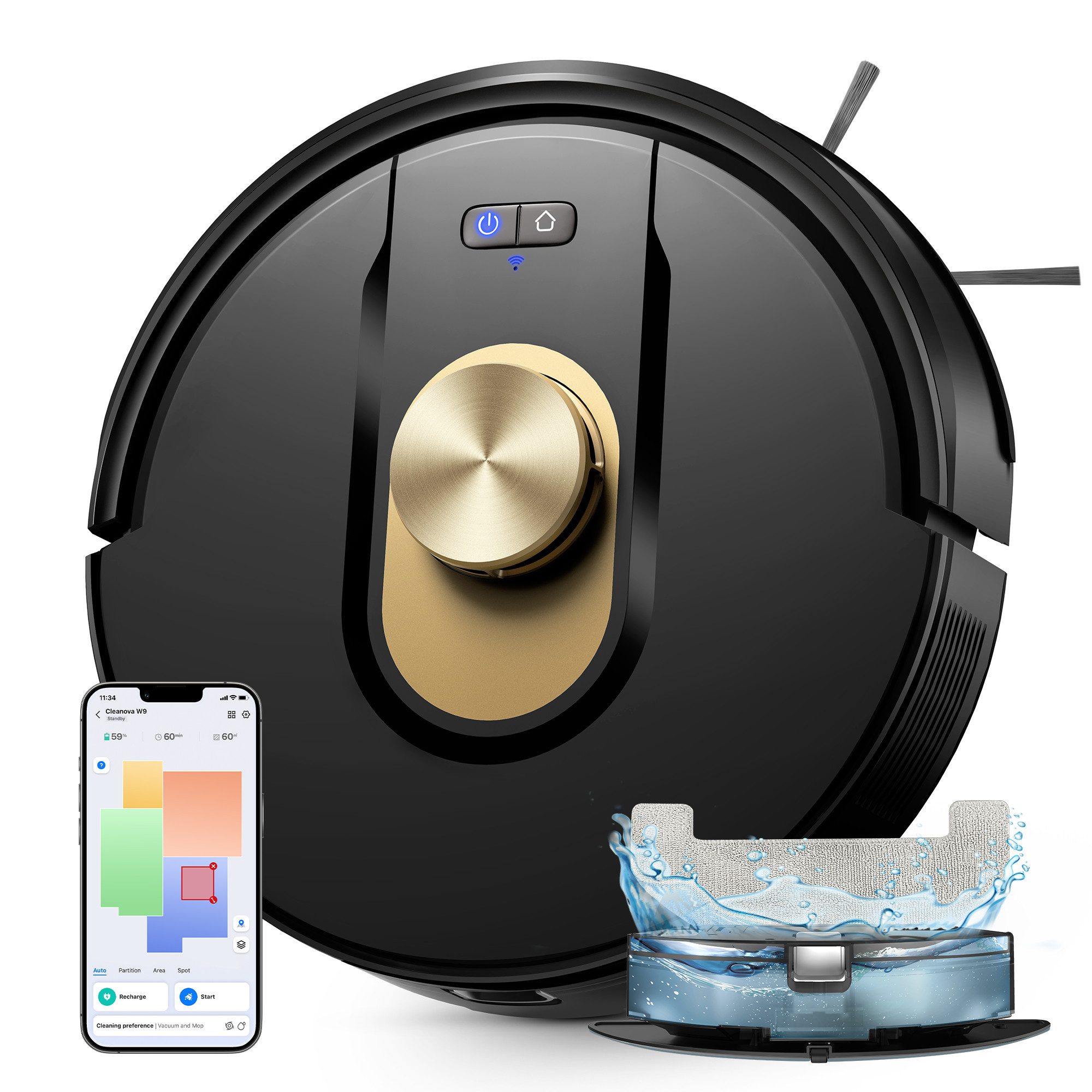 Vactidy Saugroboter W9, Beutellos, Saugroboter, 6000Pa,